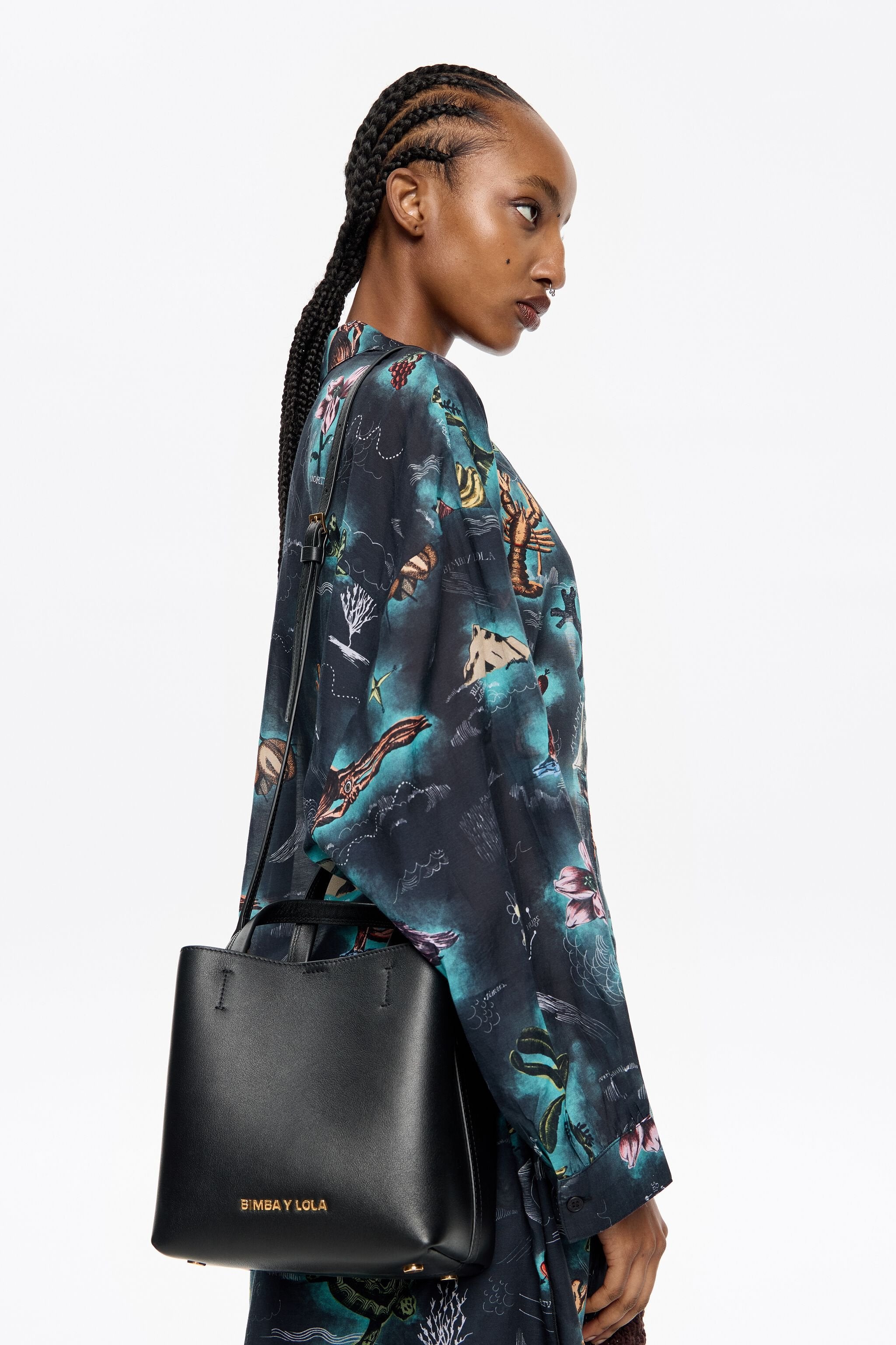 Small black leather Chihuahua bag