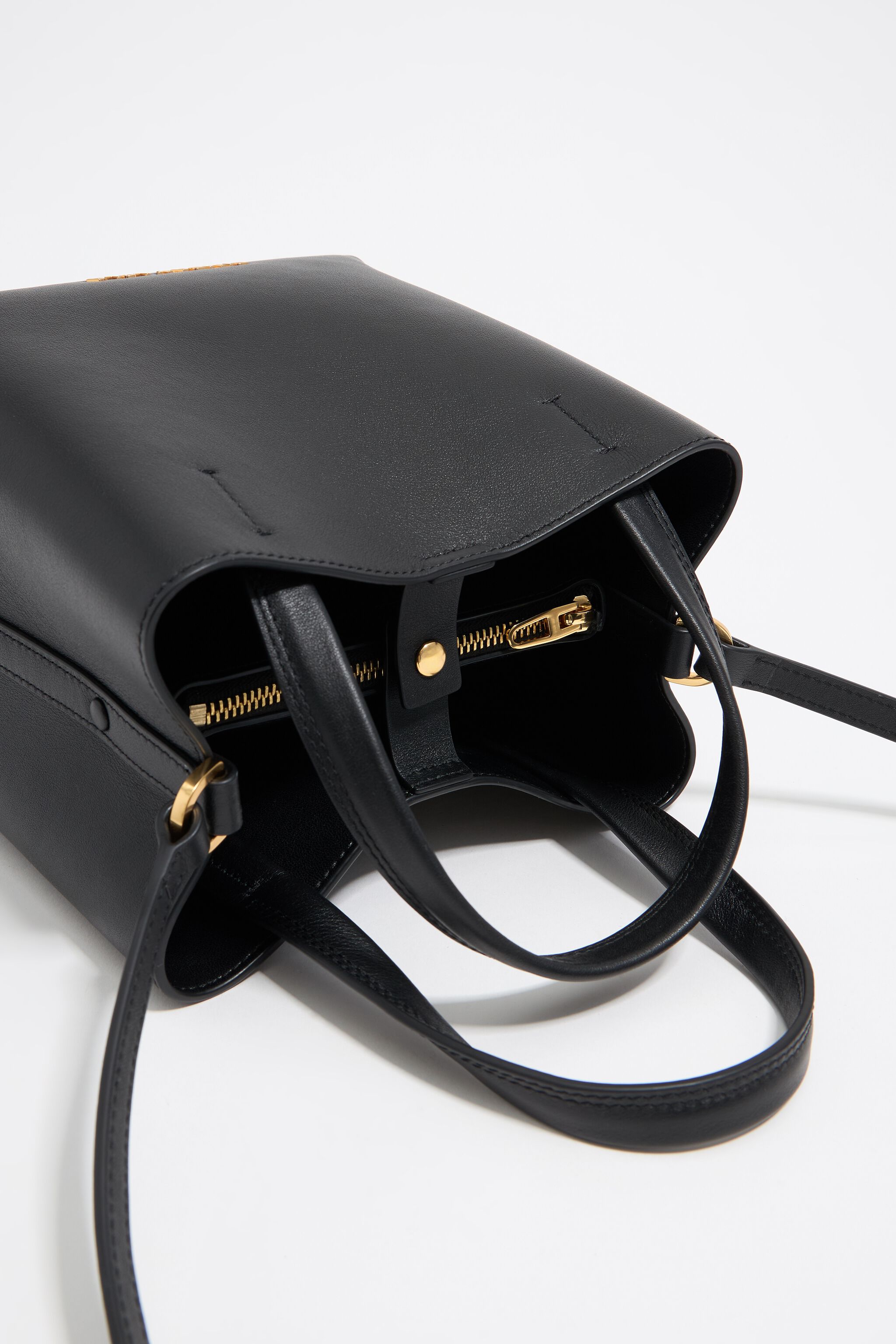 Small black leather Chihuahua bag