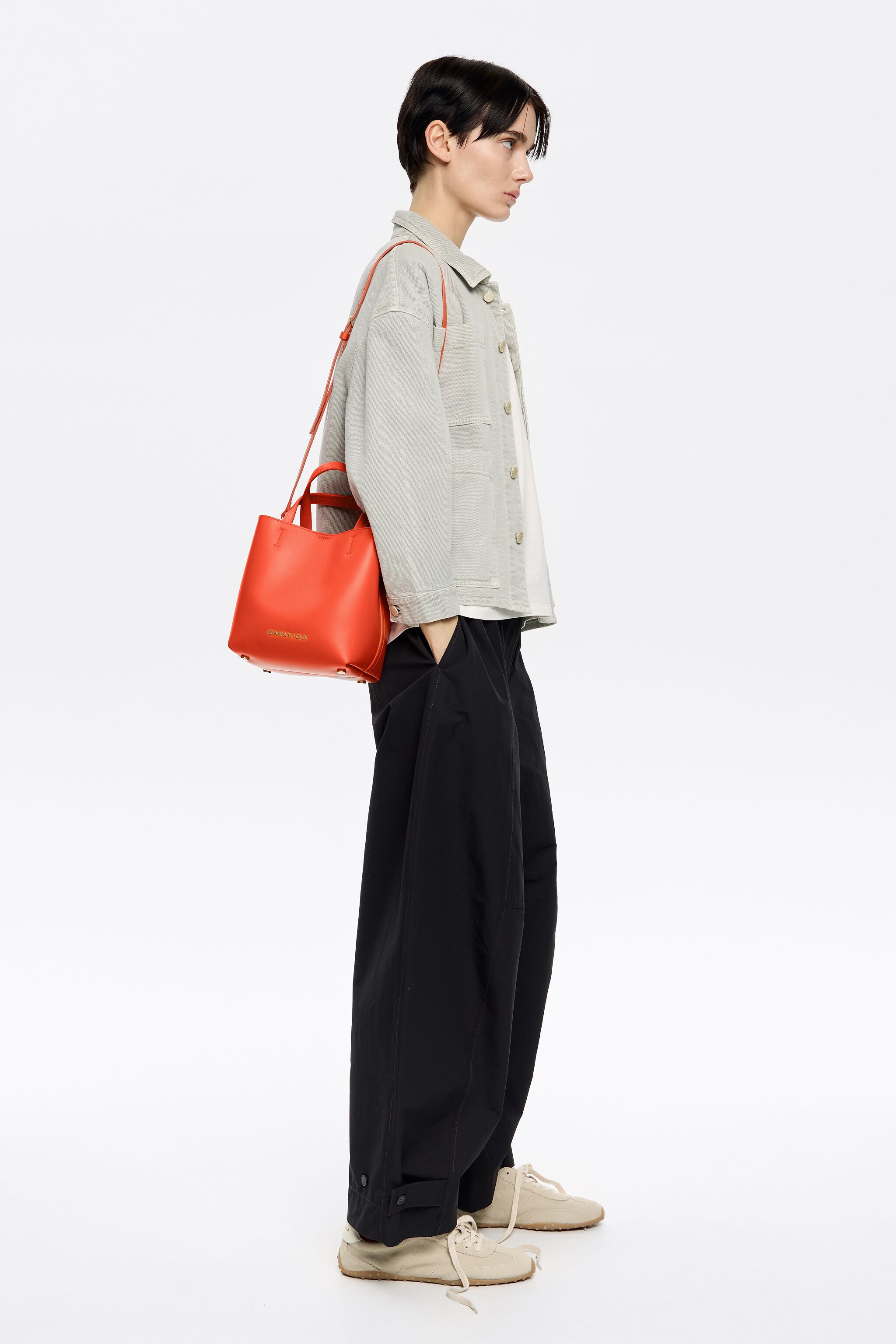 Small acid coral leather Chihuahua bag