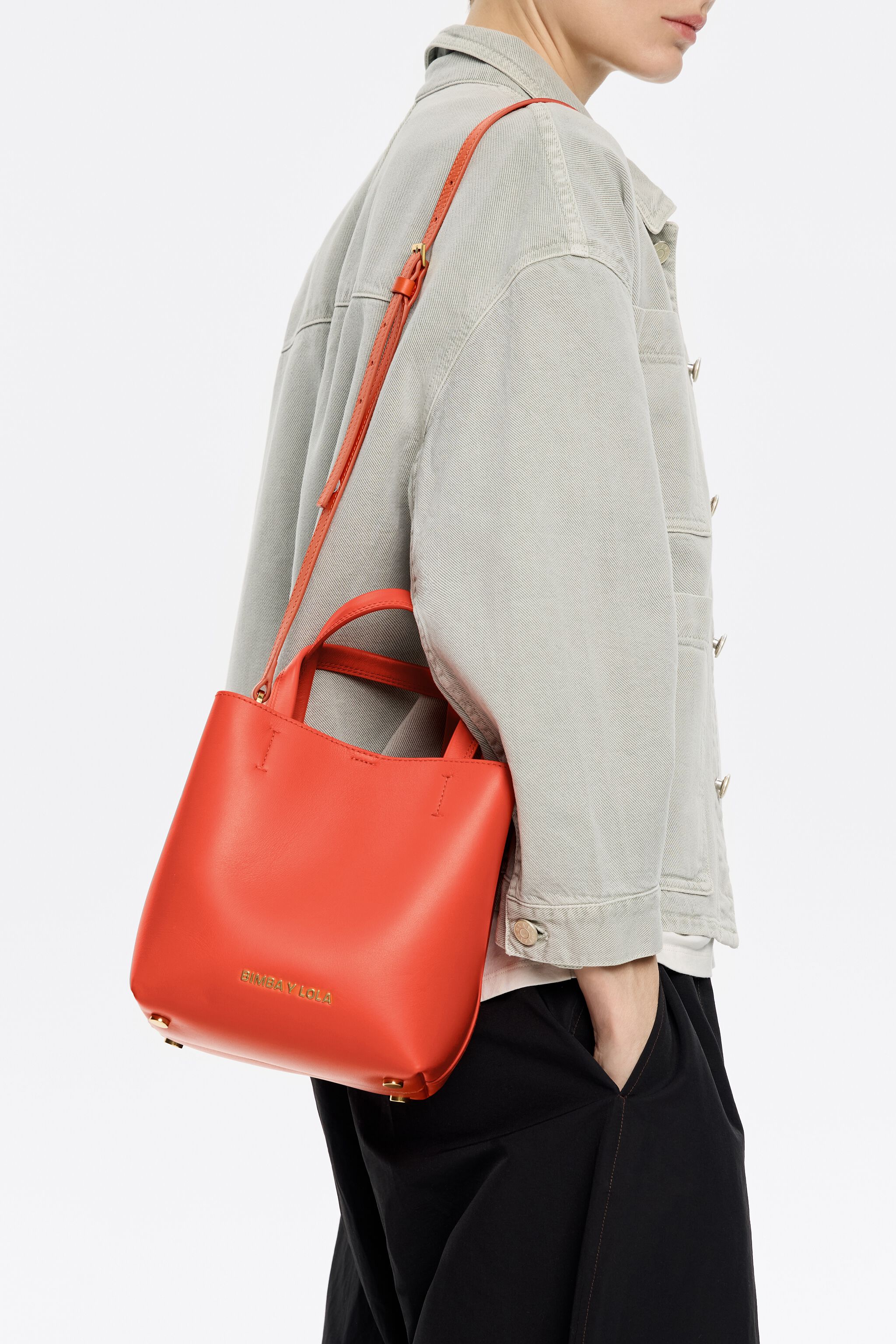 Small acid coral leather Chihuahua bag