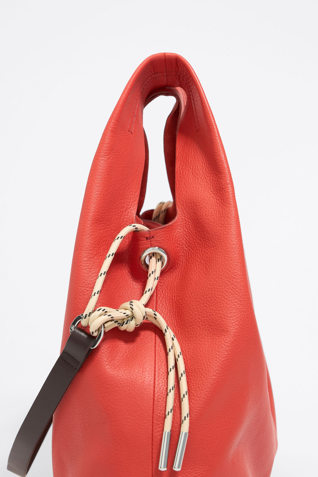 Medium coral leather Paper bag