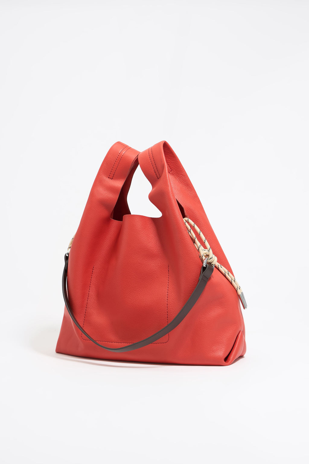 Medium coral leather Paper bag