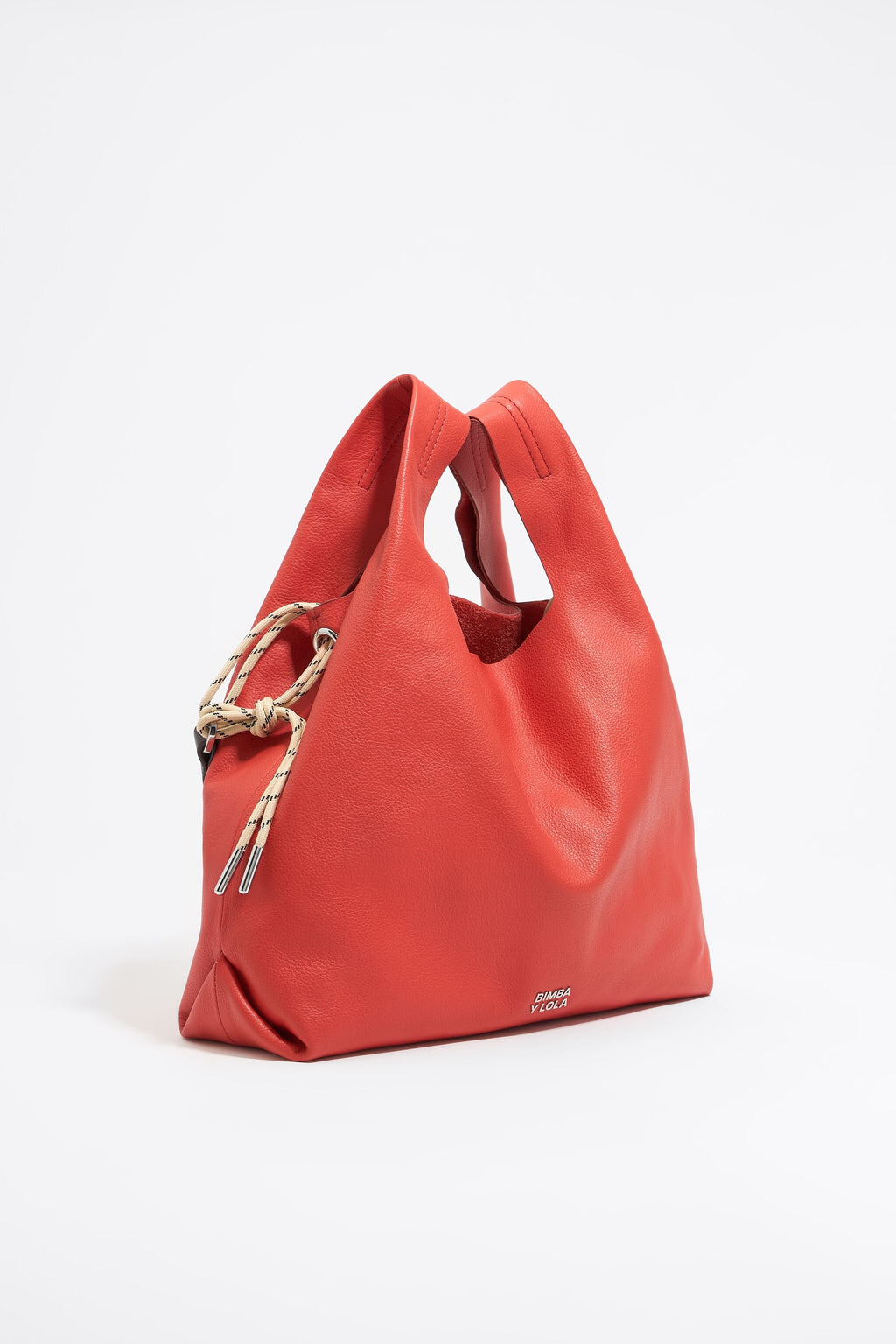 Medium coral leather Paper bag