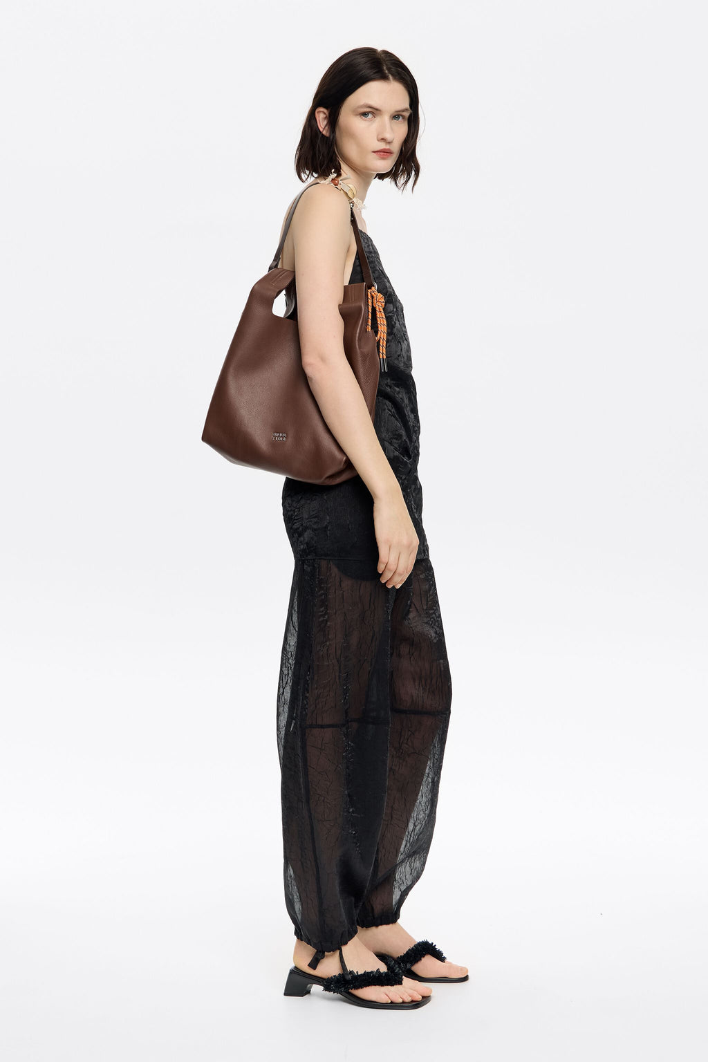 Medium brown leather Paper bag