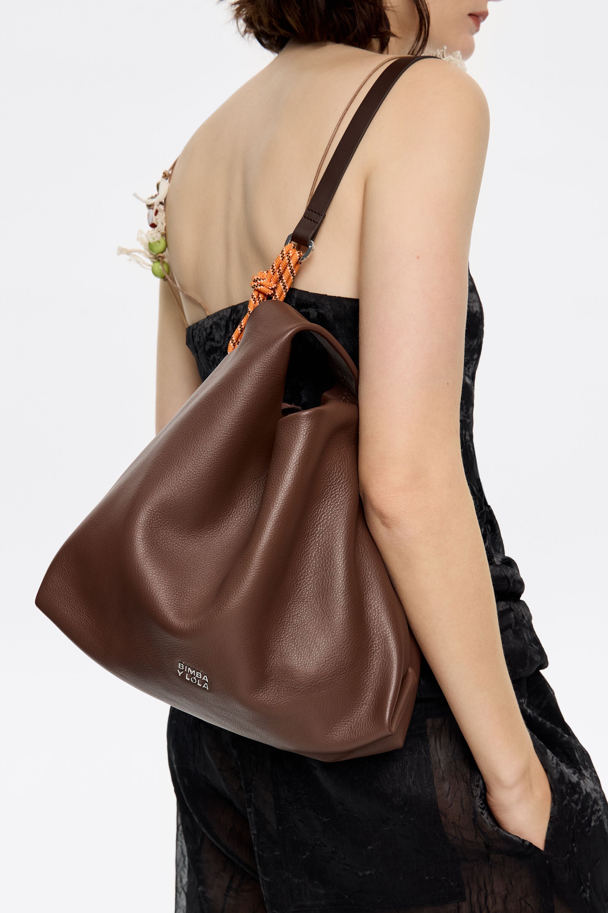 Medium brown leather Paper bag
