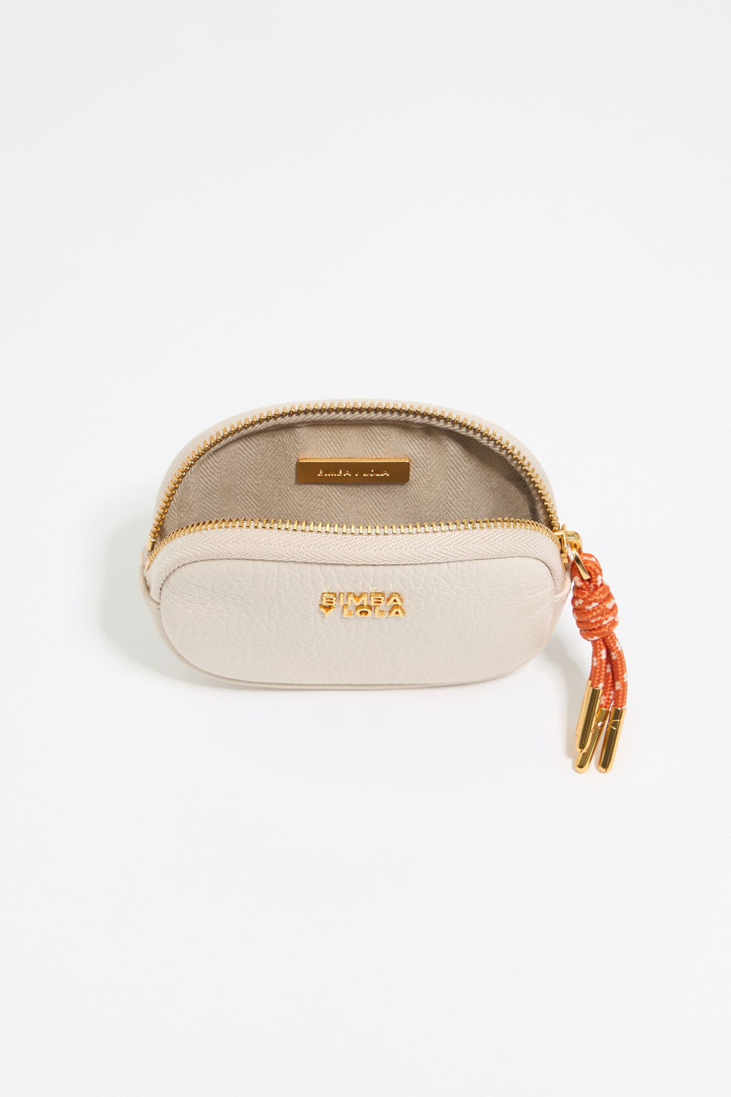 Off-white leather oval coin purse
