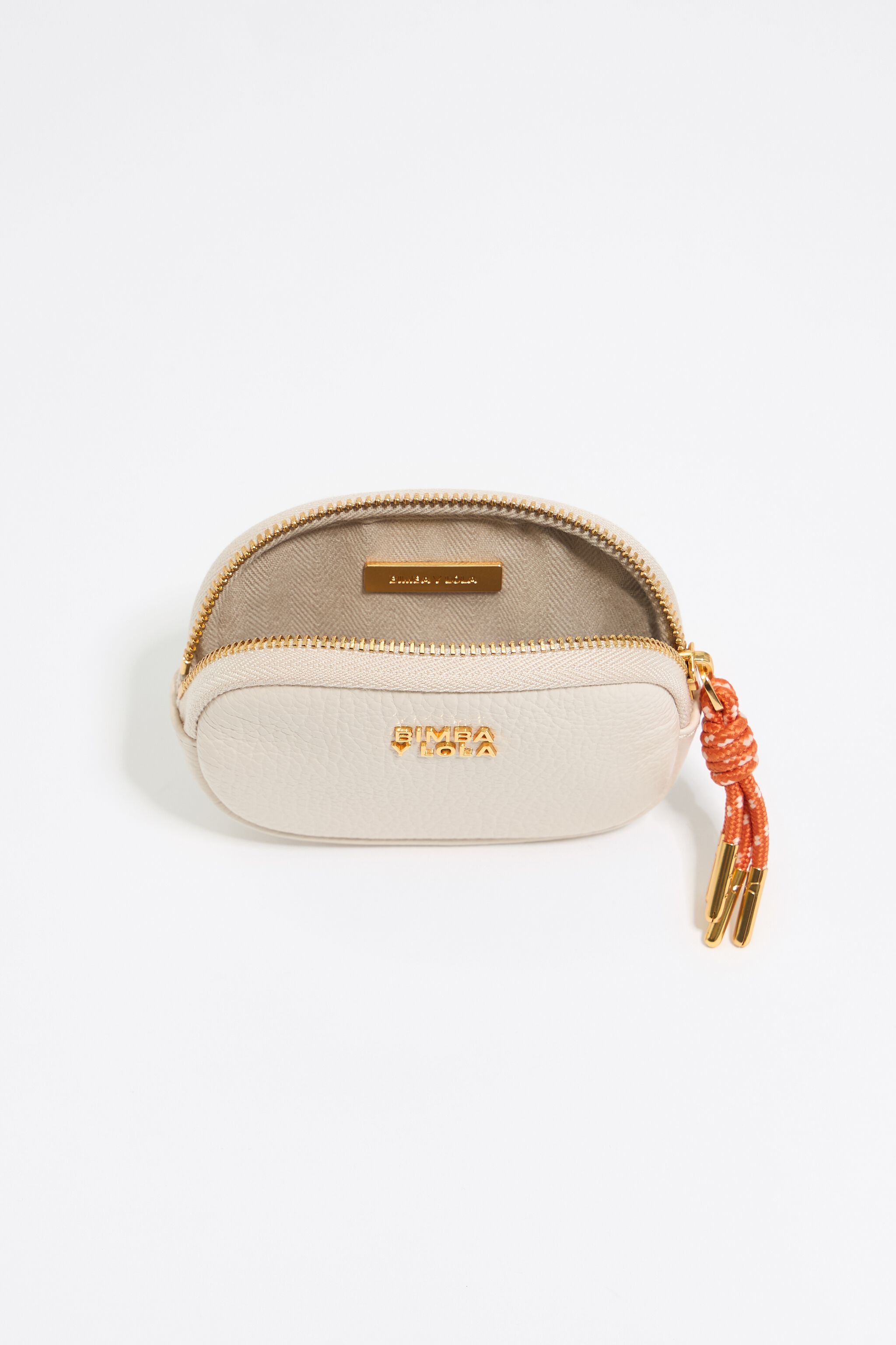 Off-white leather oval coin purse
