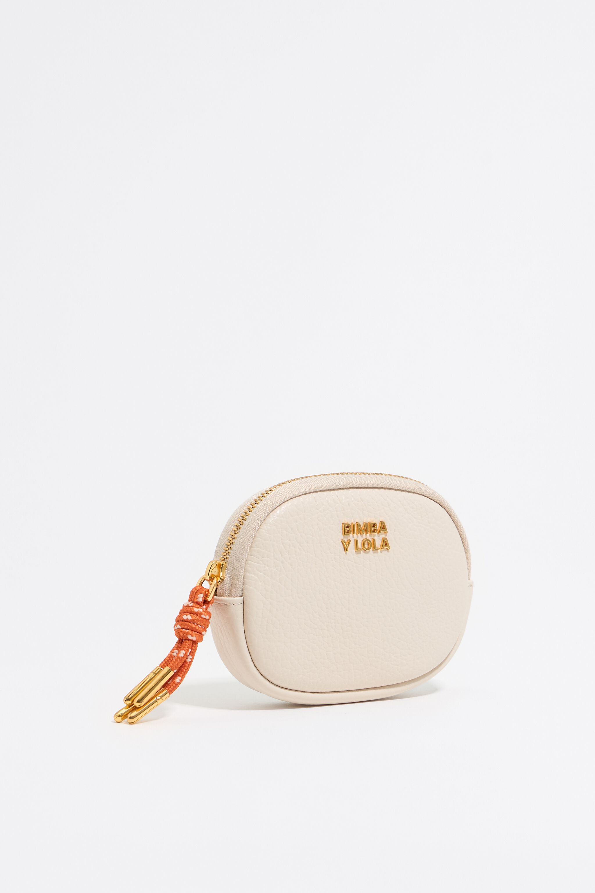 Off-white leather oval coin purse