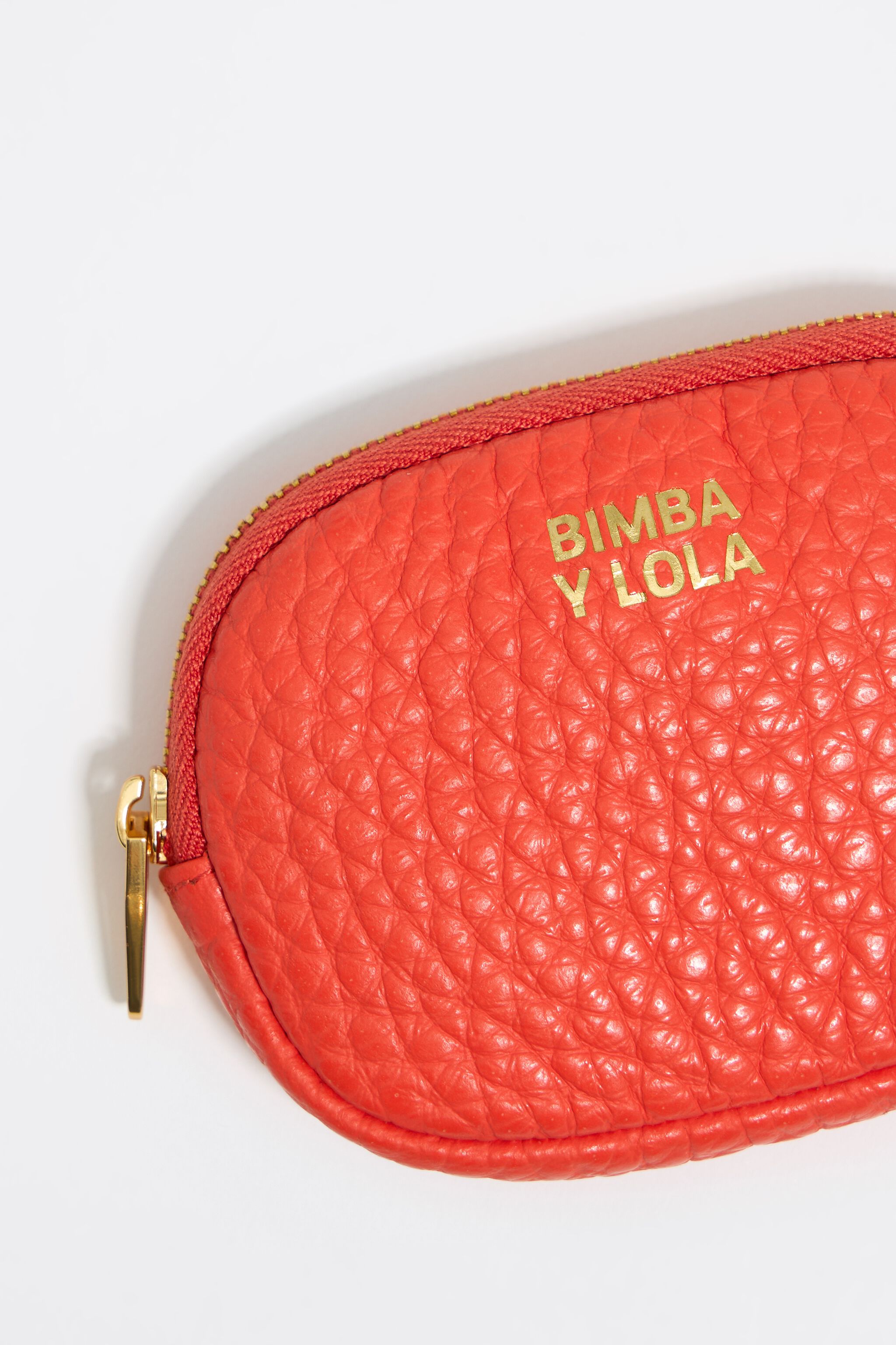 Coral leather coin purse
