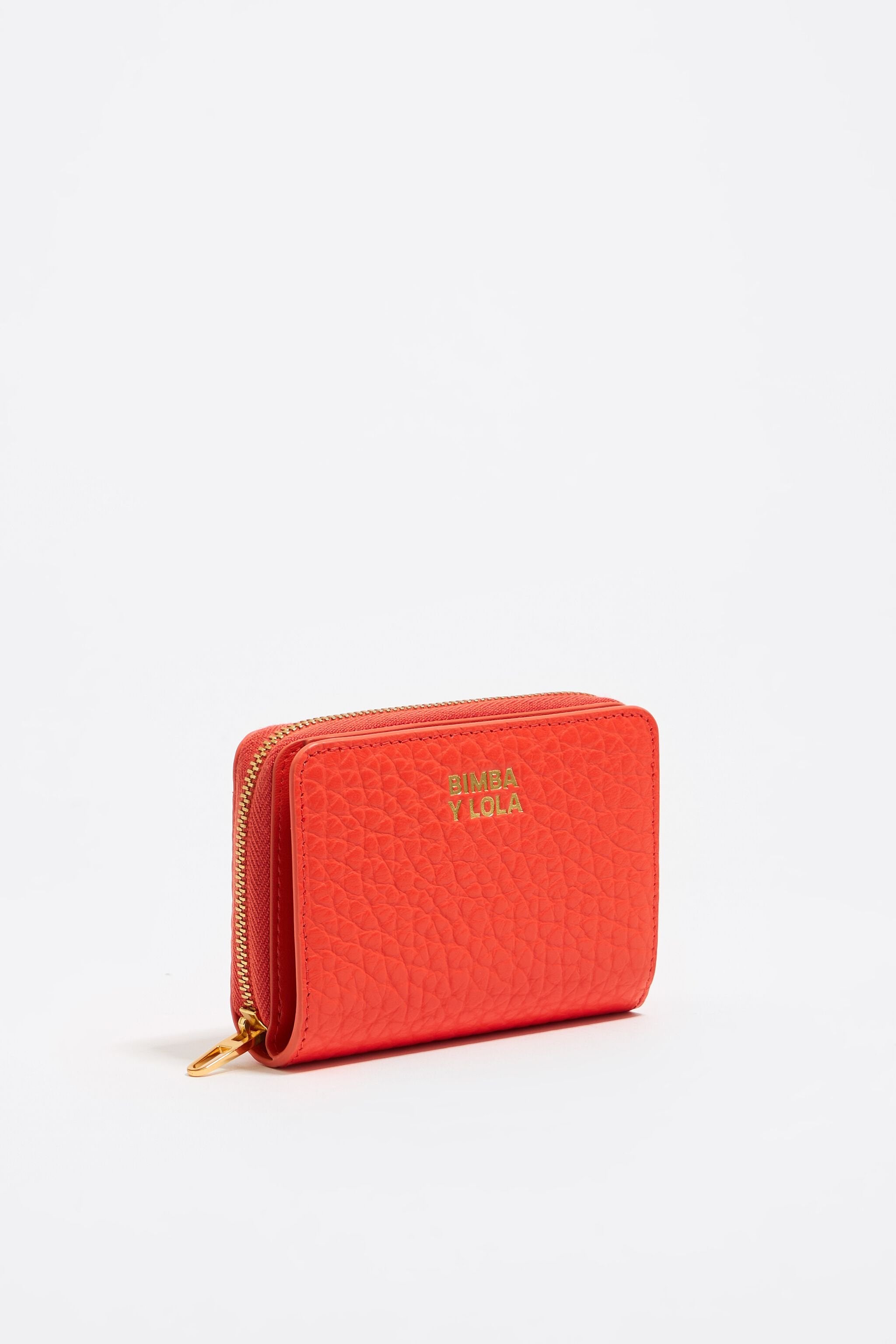 Coral leather flap purse