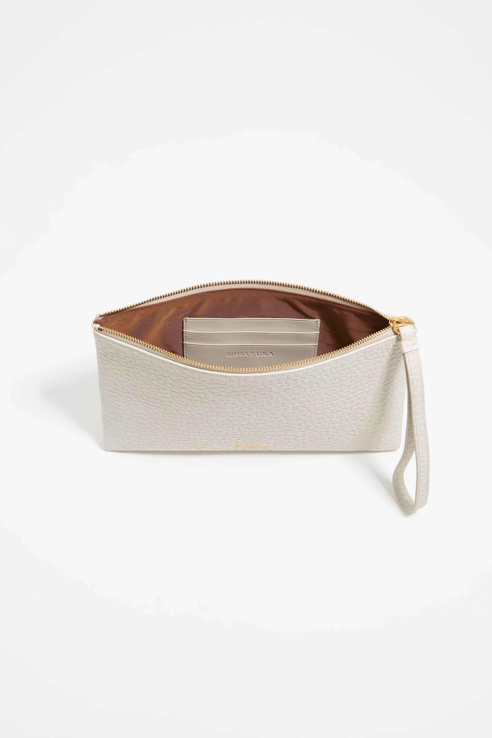 Off-white leather make-up case