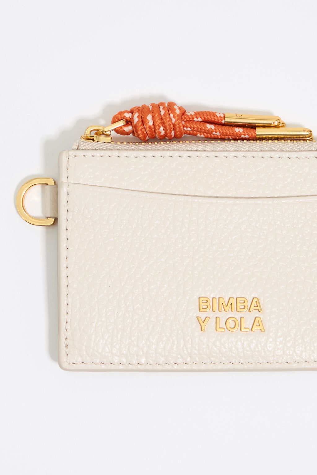 Off-white leather card holder