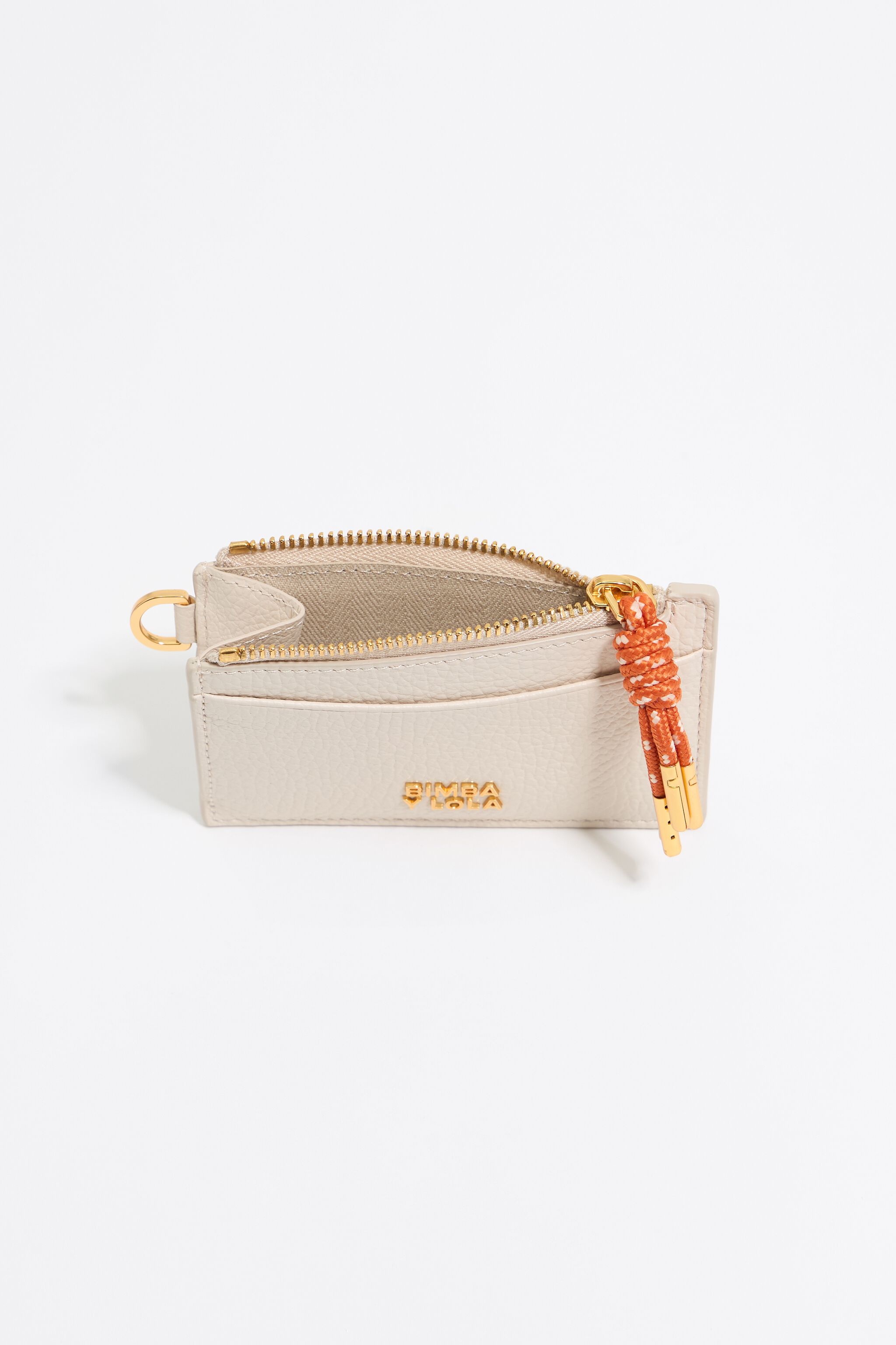 Off-white leather card holder