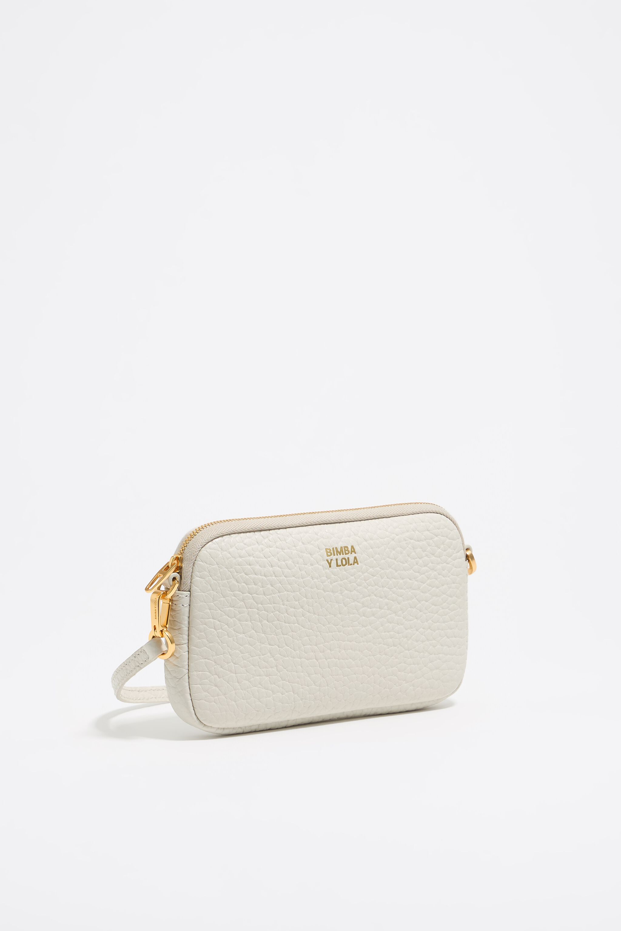 Mini off-white leather crossbody bag