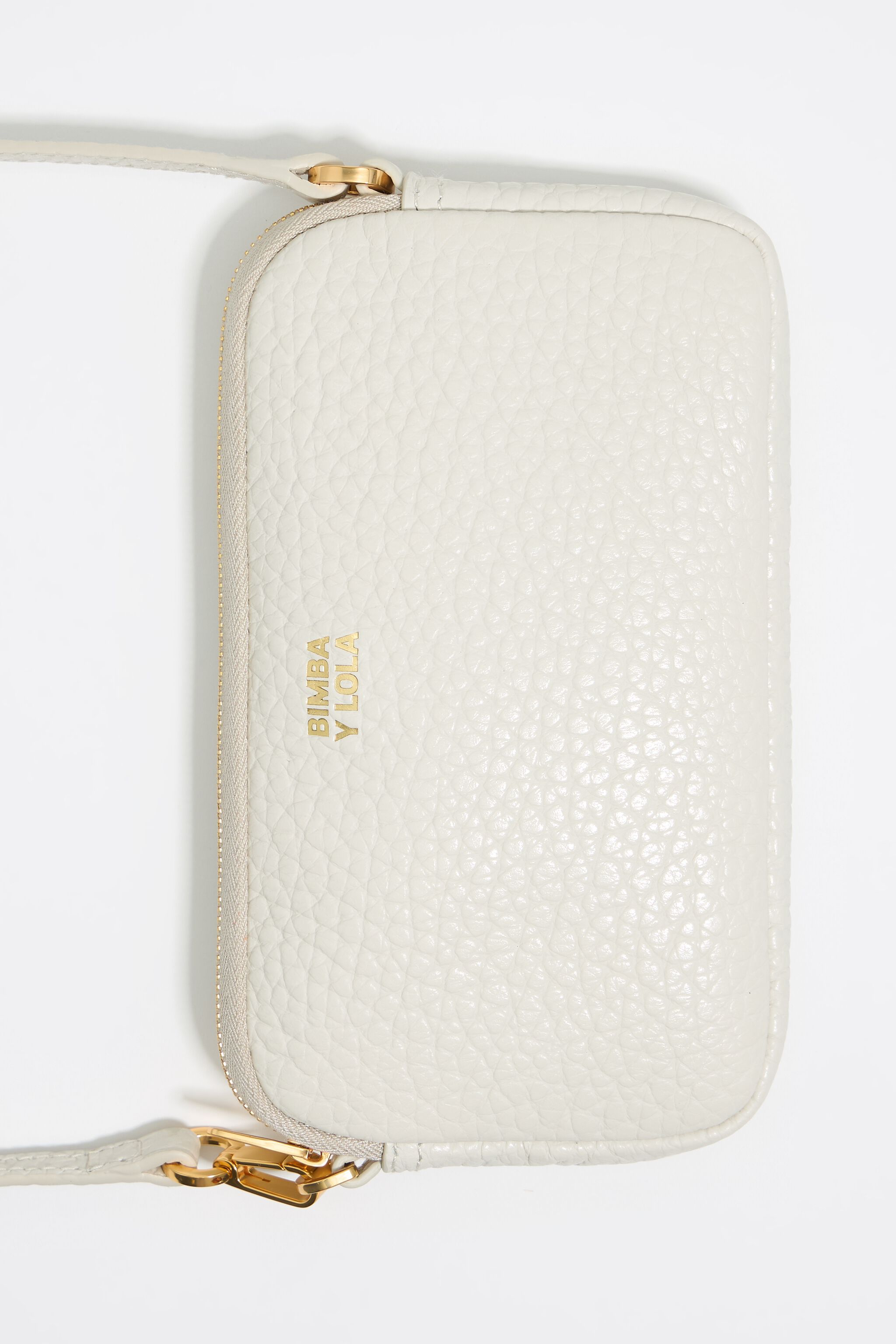 Mini off-white leather crossbody bag