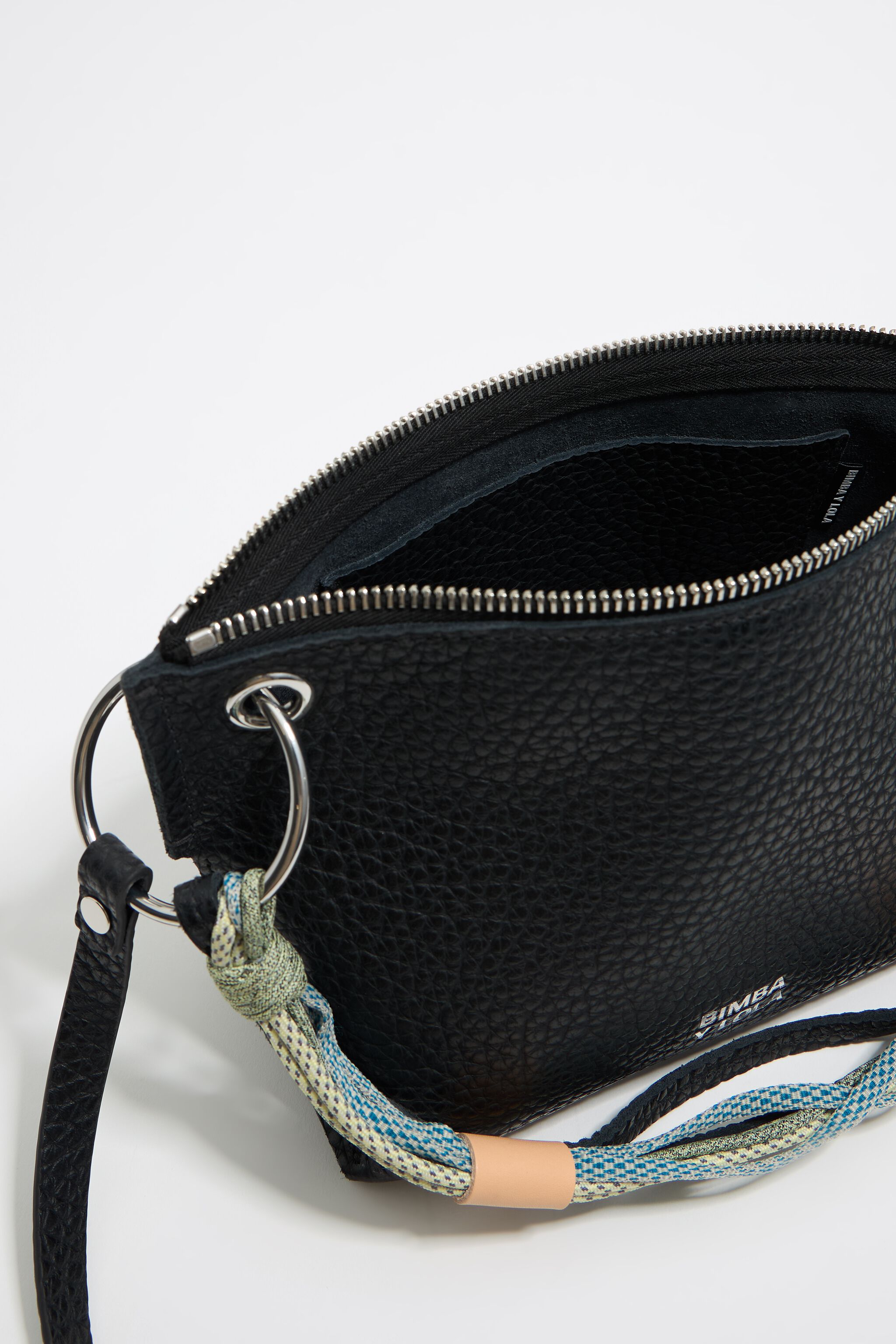 Medium black leather trapezium bag