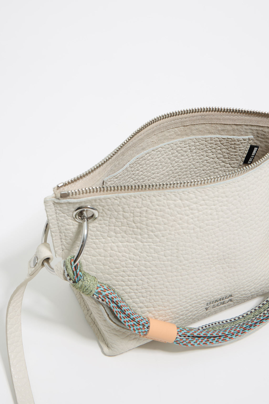 Medium off-white leather trapezium bag