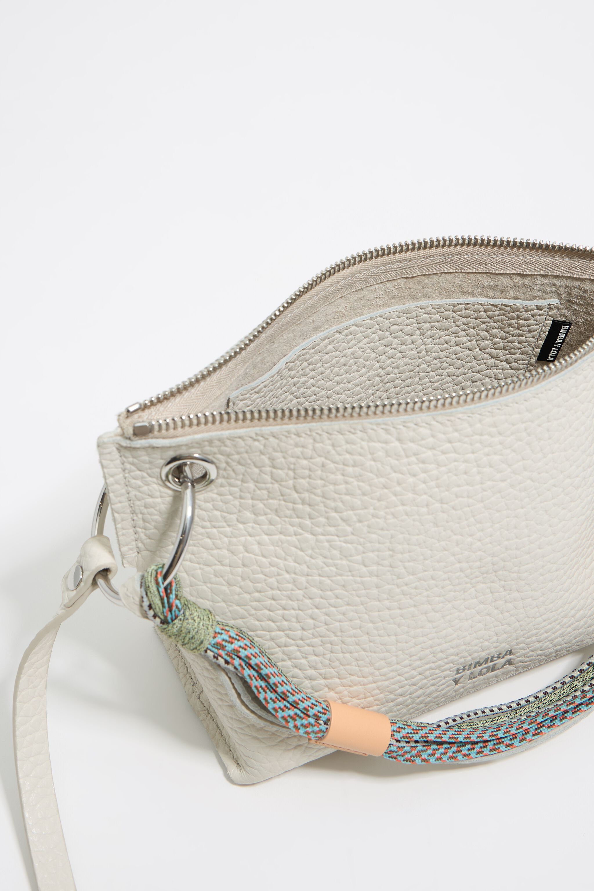 Medium off-white leather trapezium bag