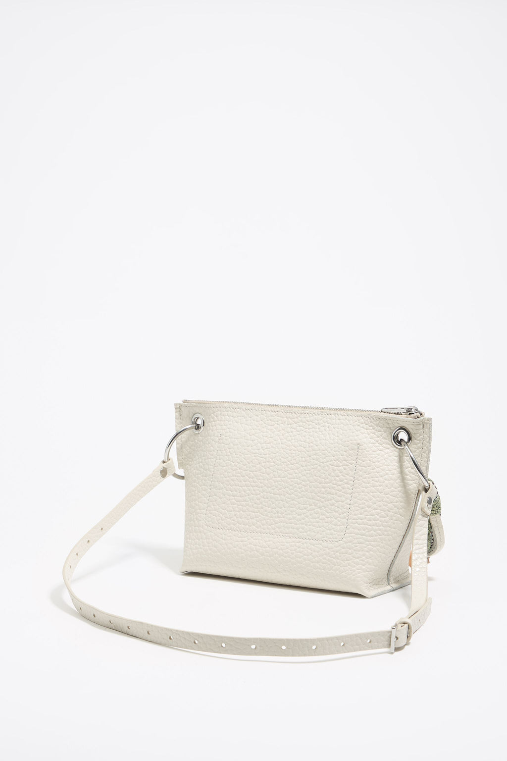 Medium off-white leather trapezium bag