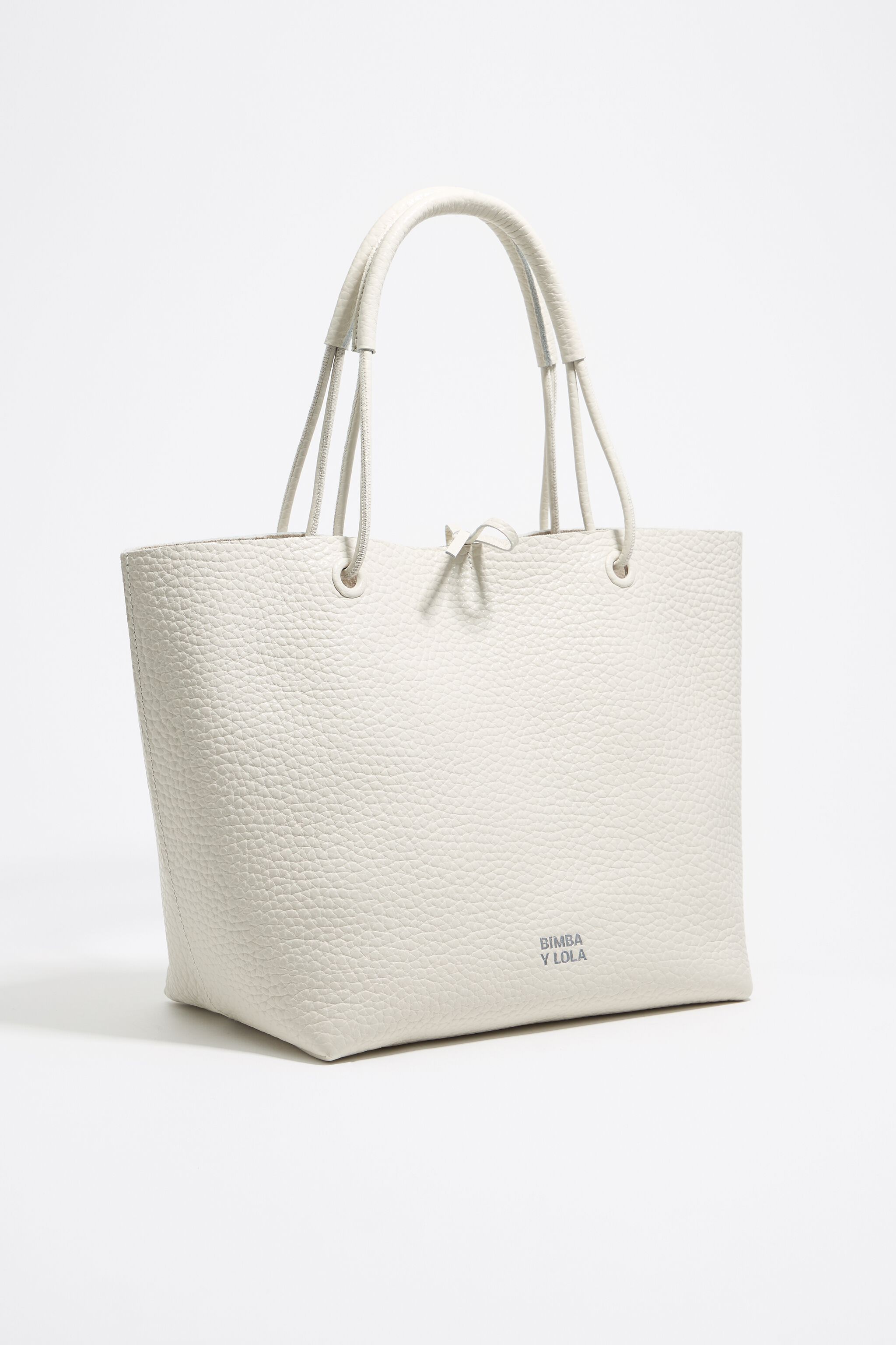 Medium off-white leather shopper bag