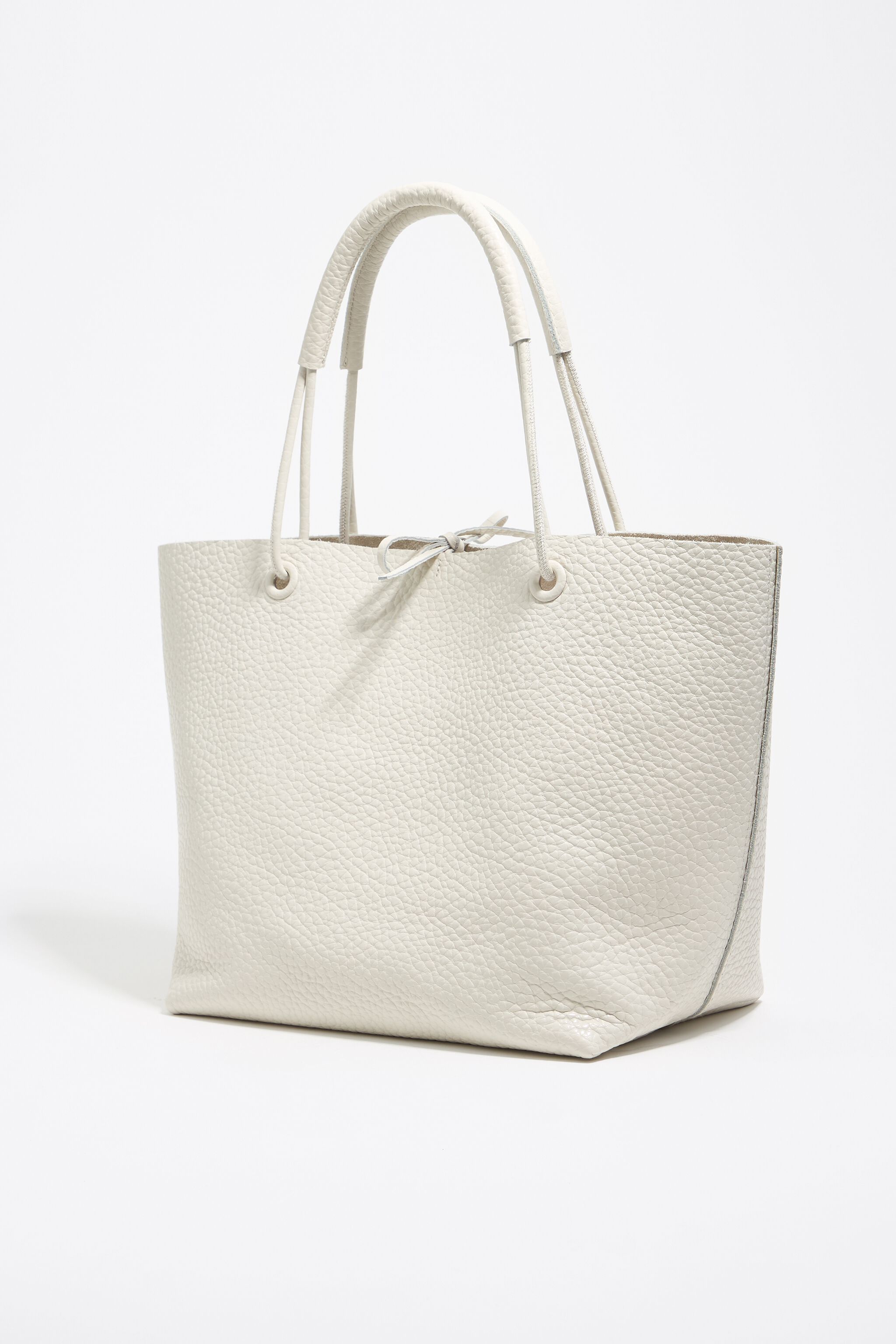 Medium off-white leather shopper bag