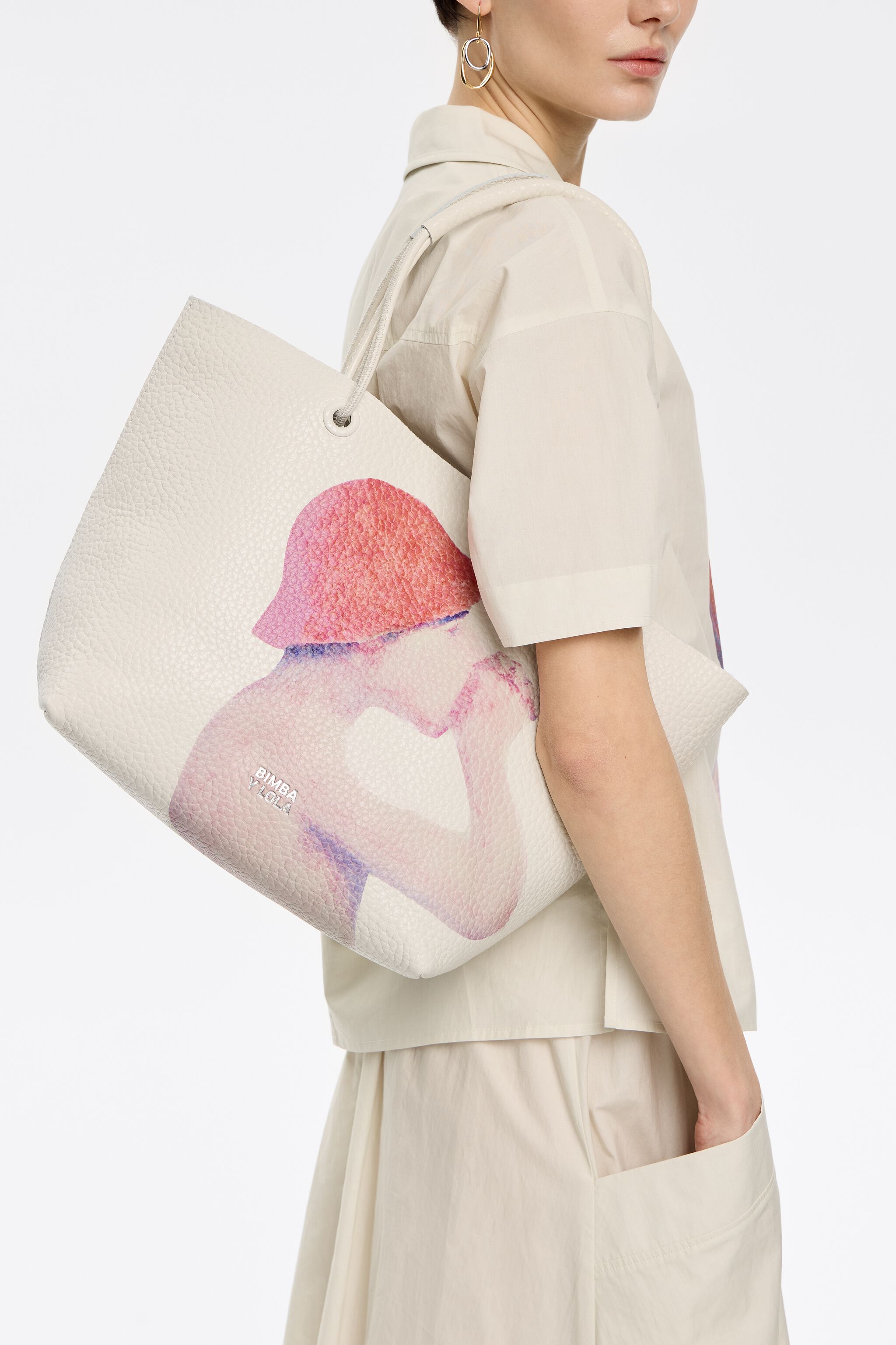 Medium off-white leather handbag