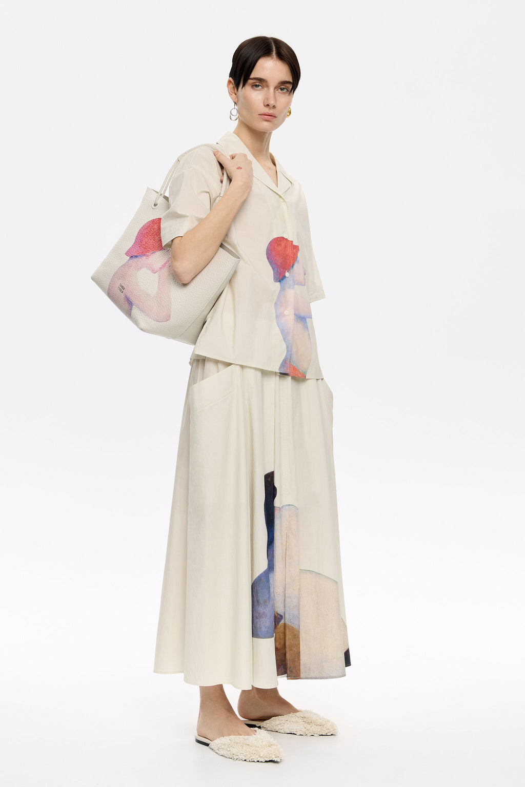 Medium off-white leather handbag