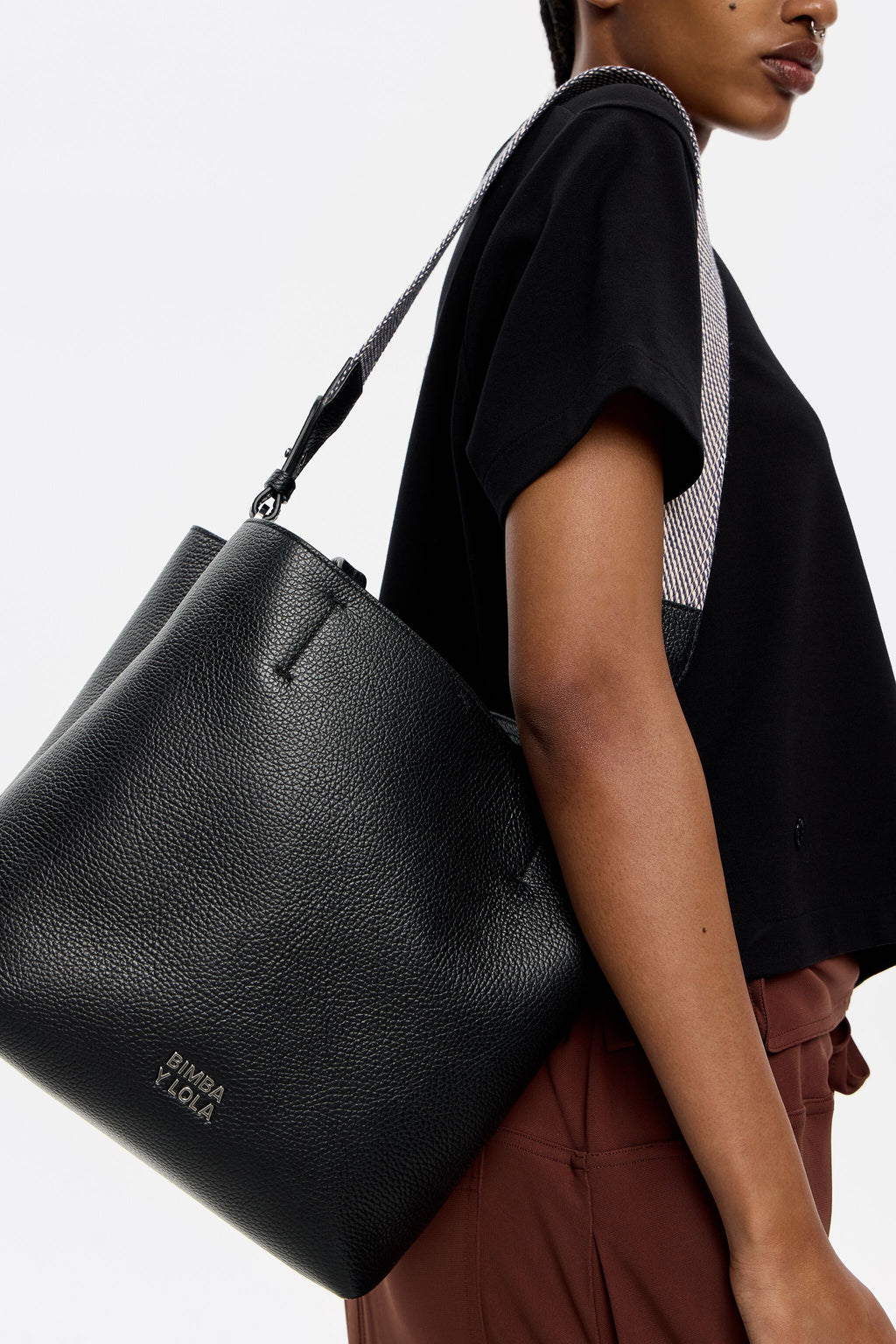 Large black leather Chihuahua bag