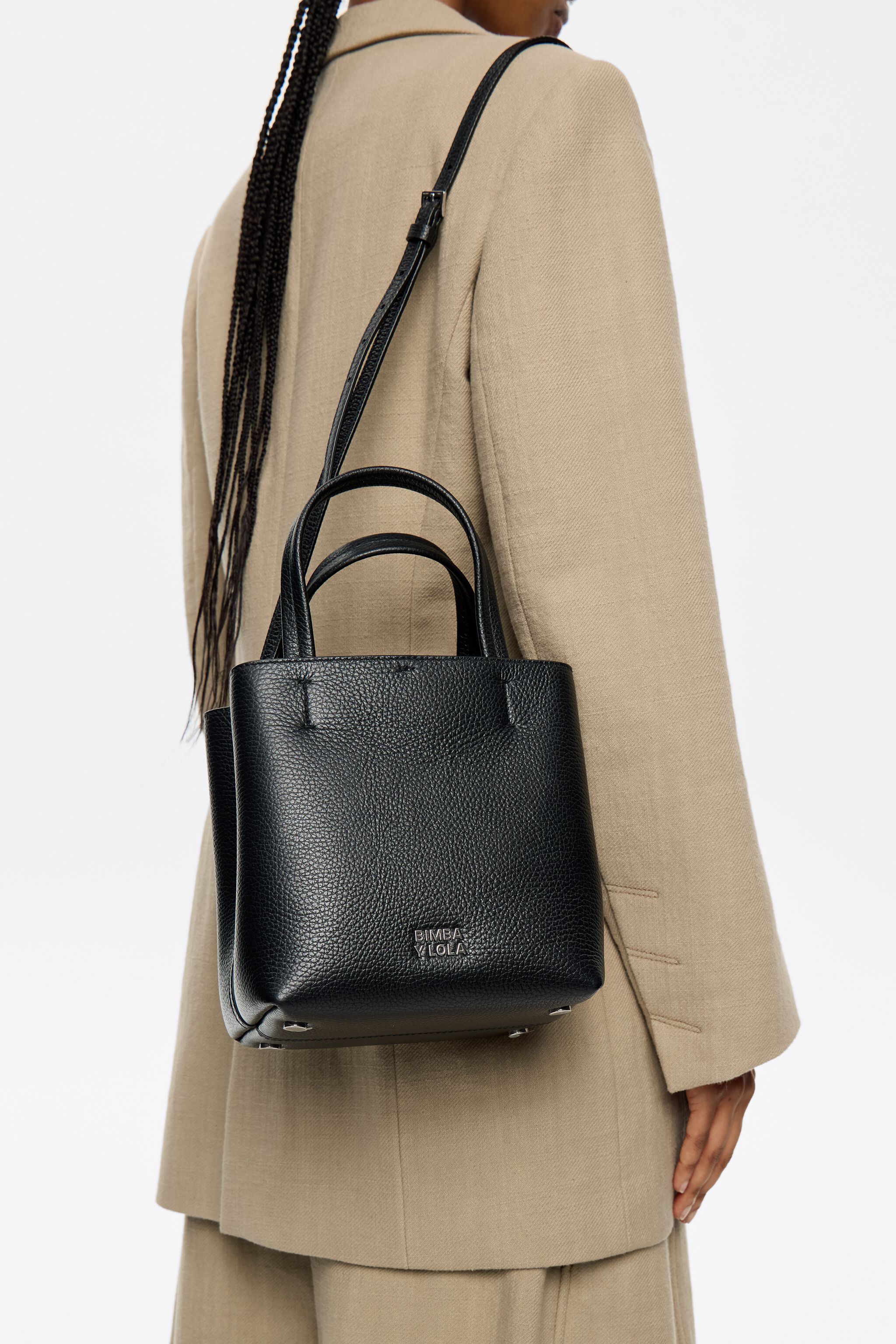 Small black leather Chihuahua bag