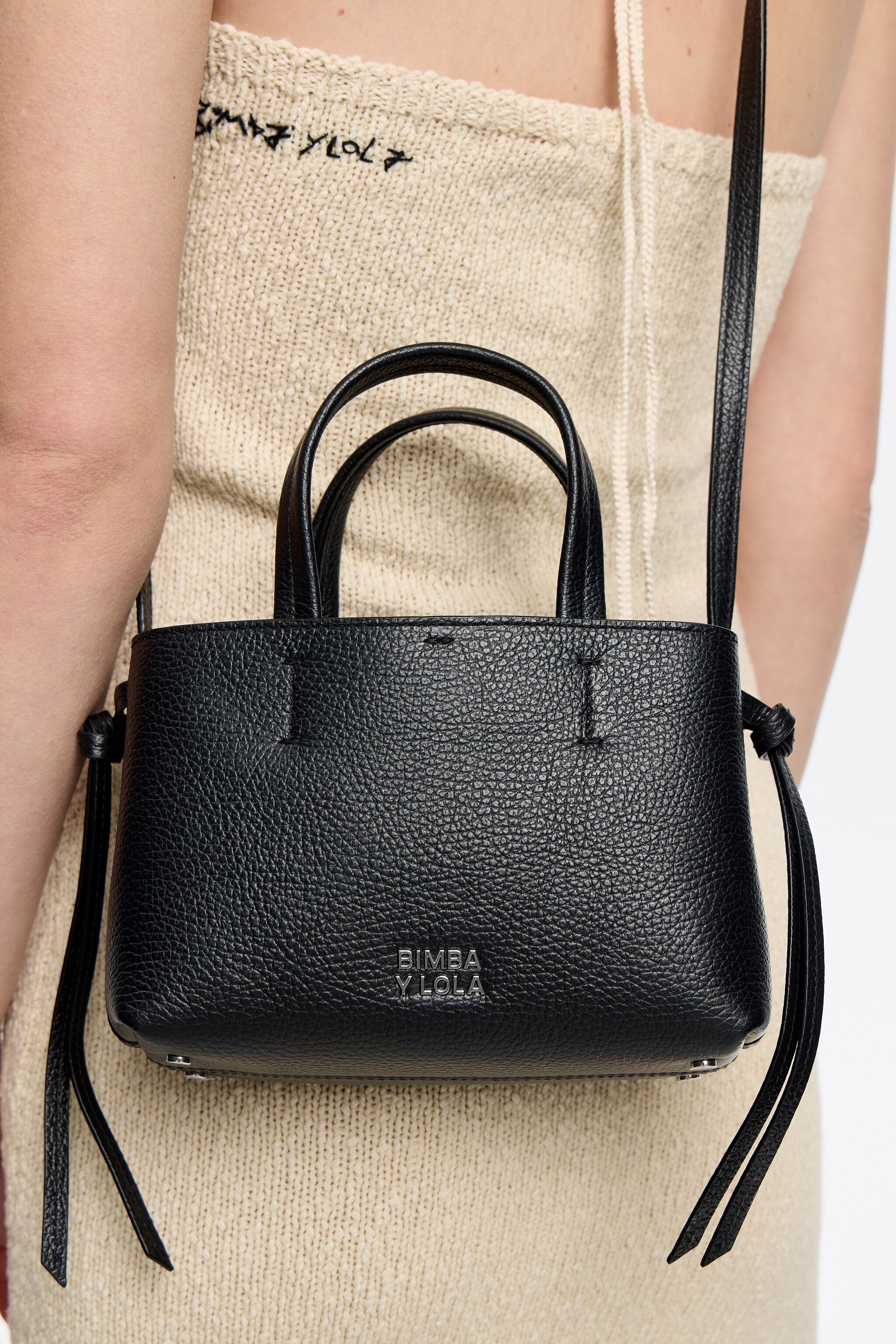 Mini black leather Chihuahua bag