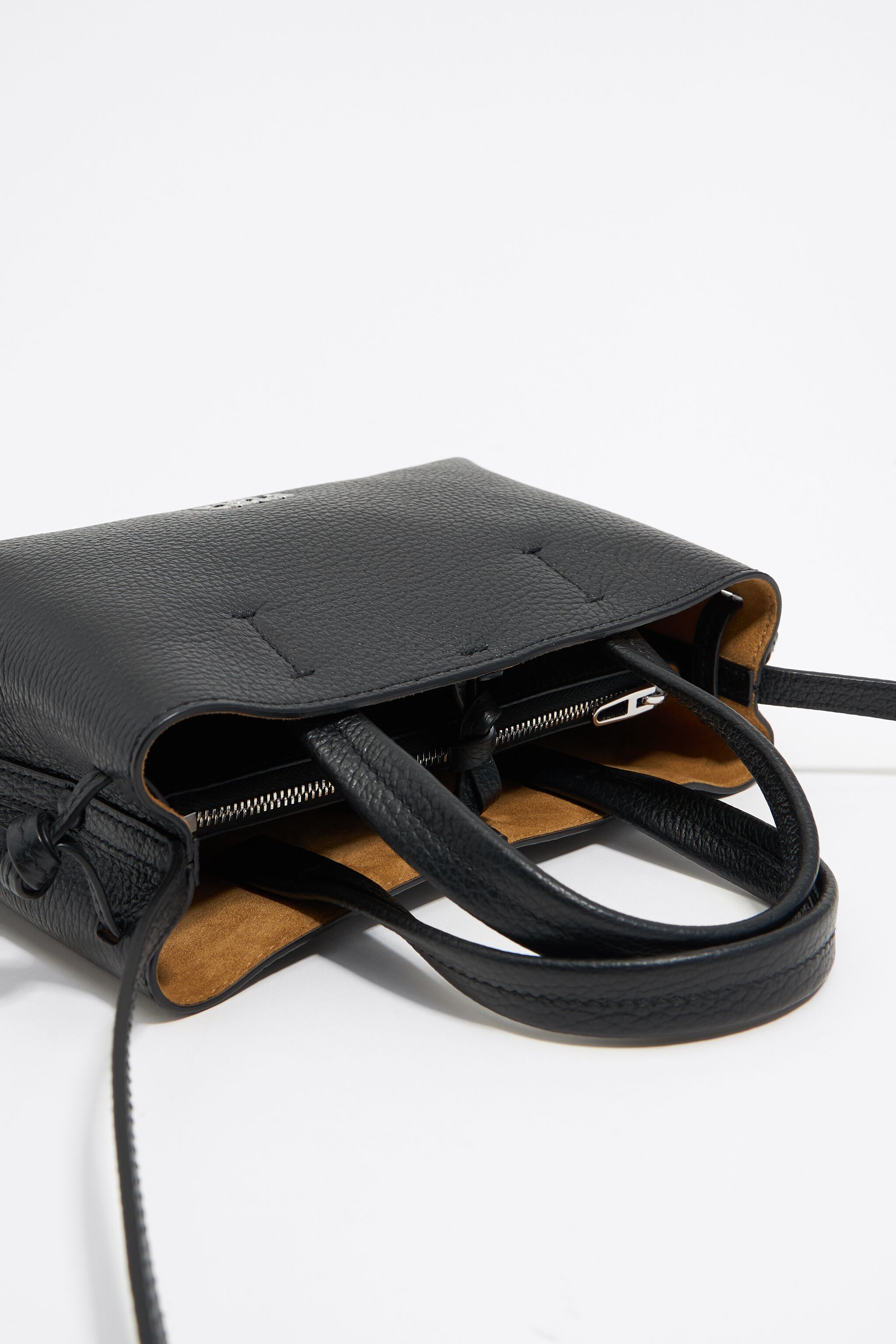 Mini black leather Chihuahua bag