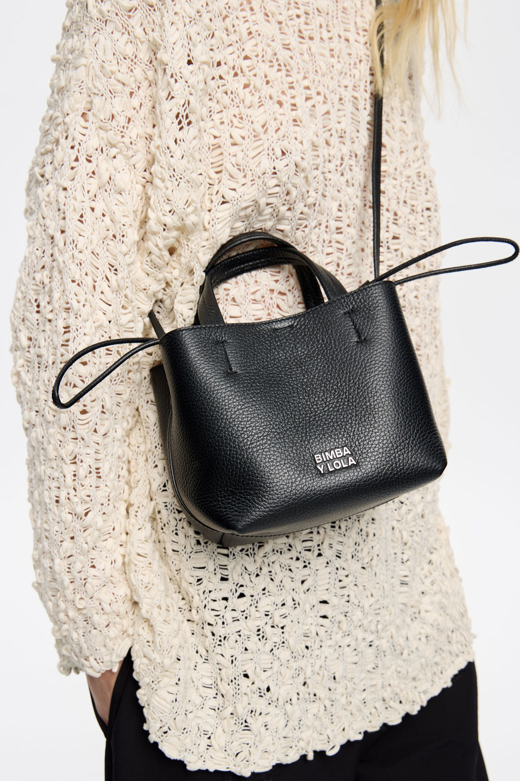 Mini black leather Chihuahua bag