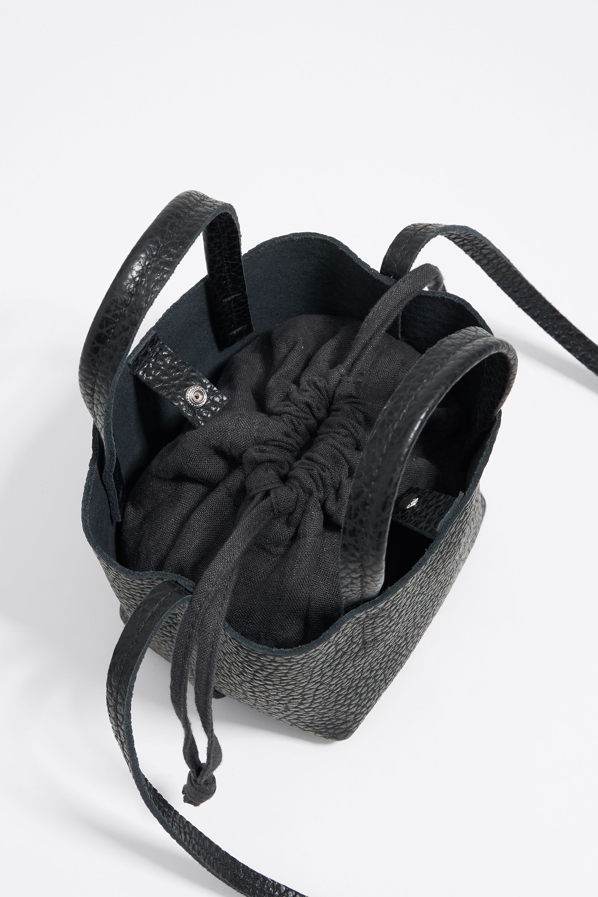 Mini black leather Chihuahua bag