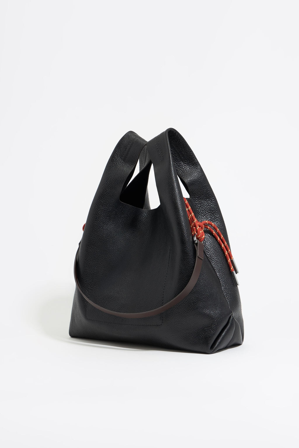 Medium black leather Paper bag