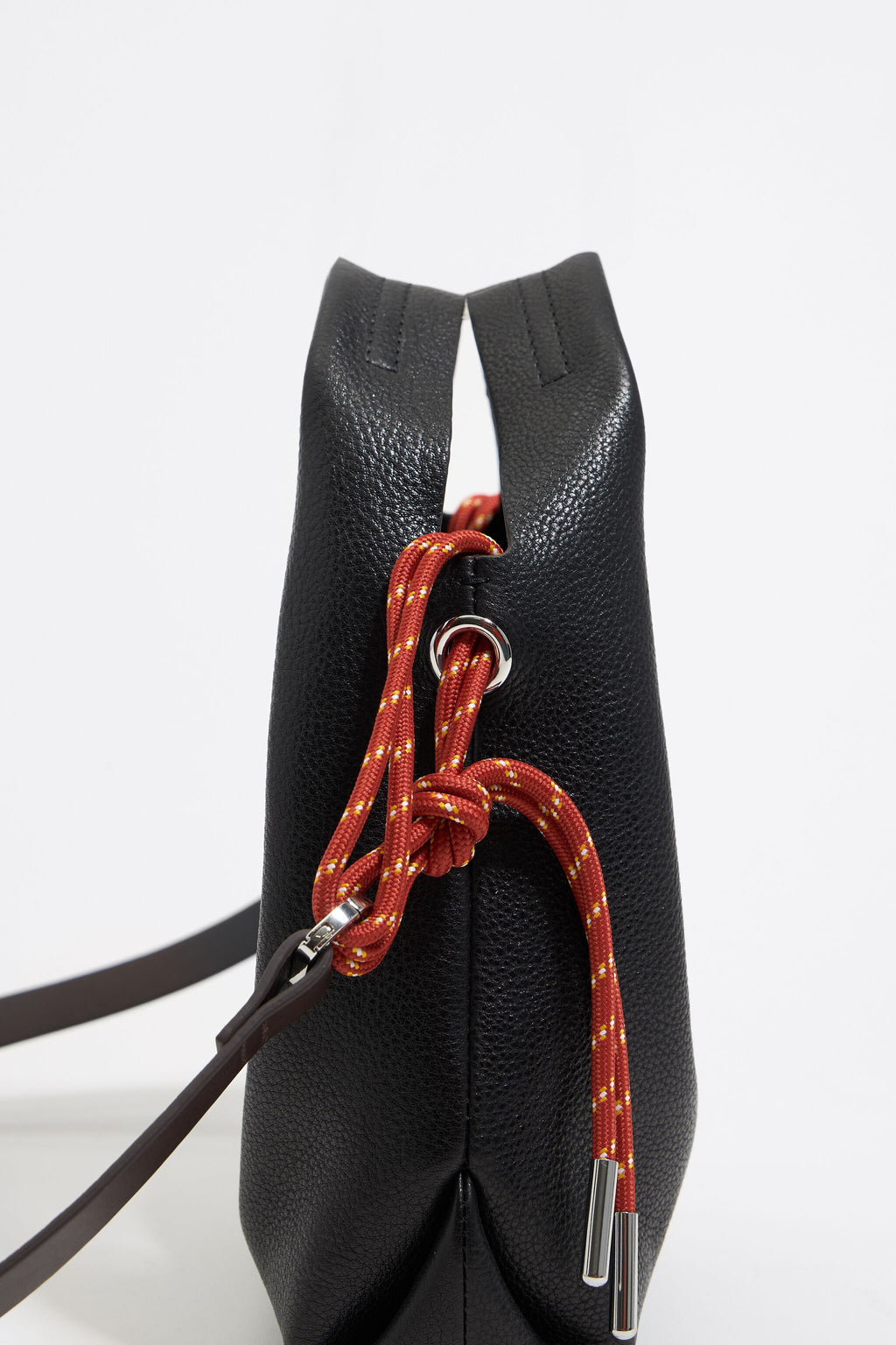 Black leather mini Paper bag