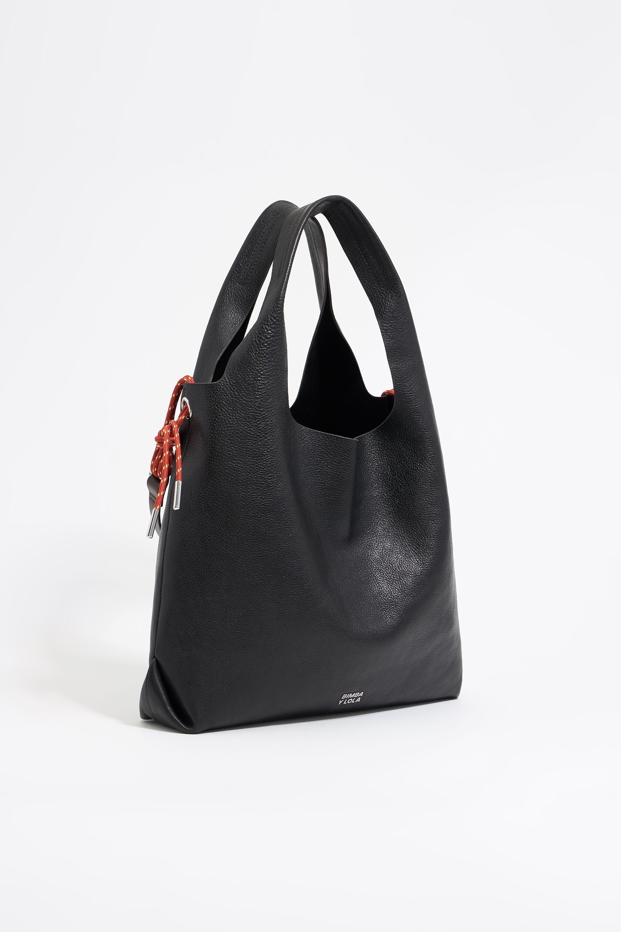 Large black leather Paper bag