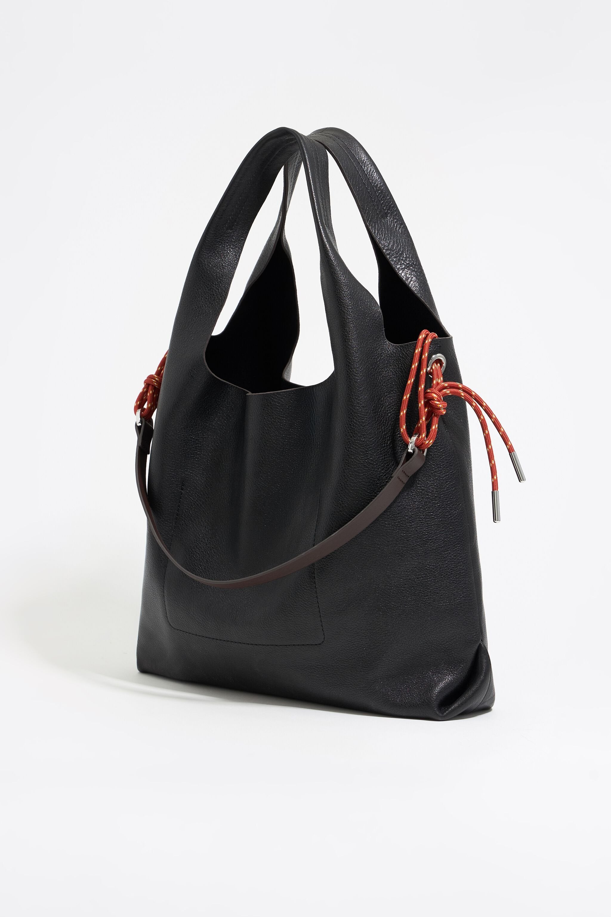 Large black leather Paper bag