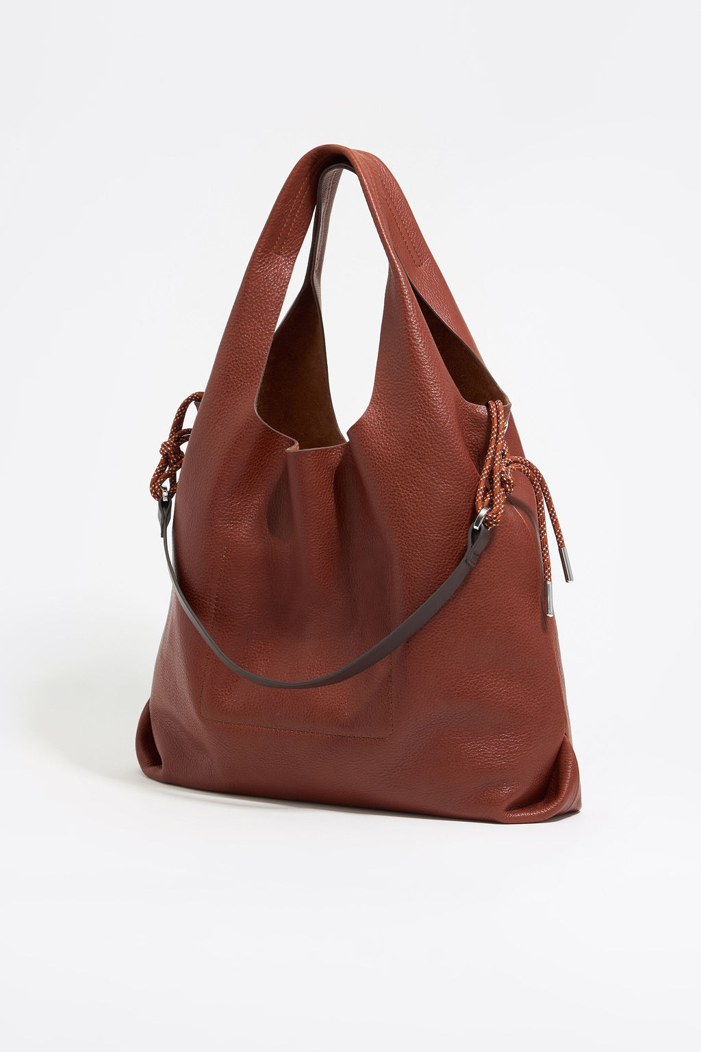 Large chestnut leather Paper bag