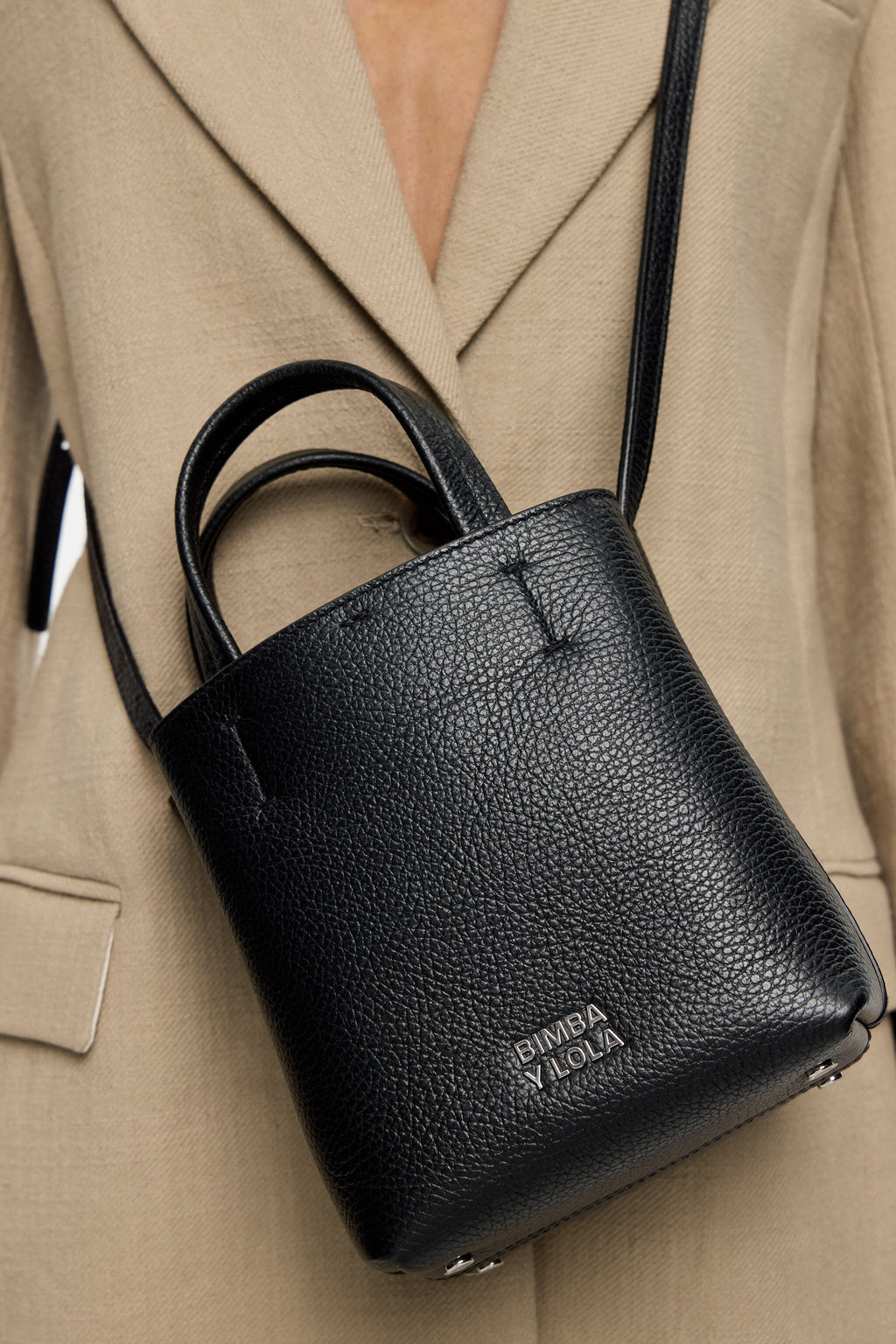 Mini black leather Chihuahua bag