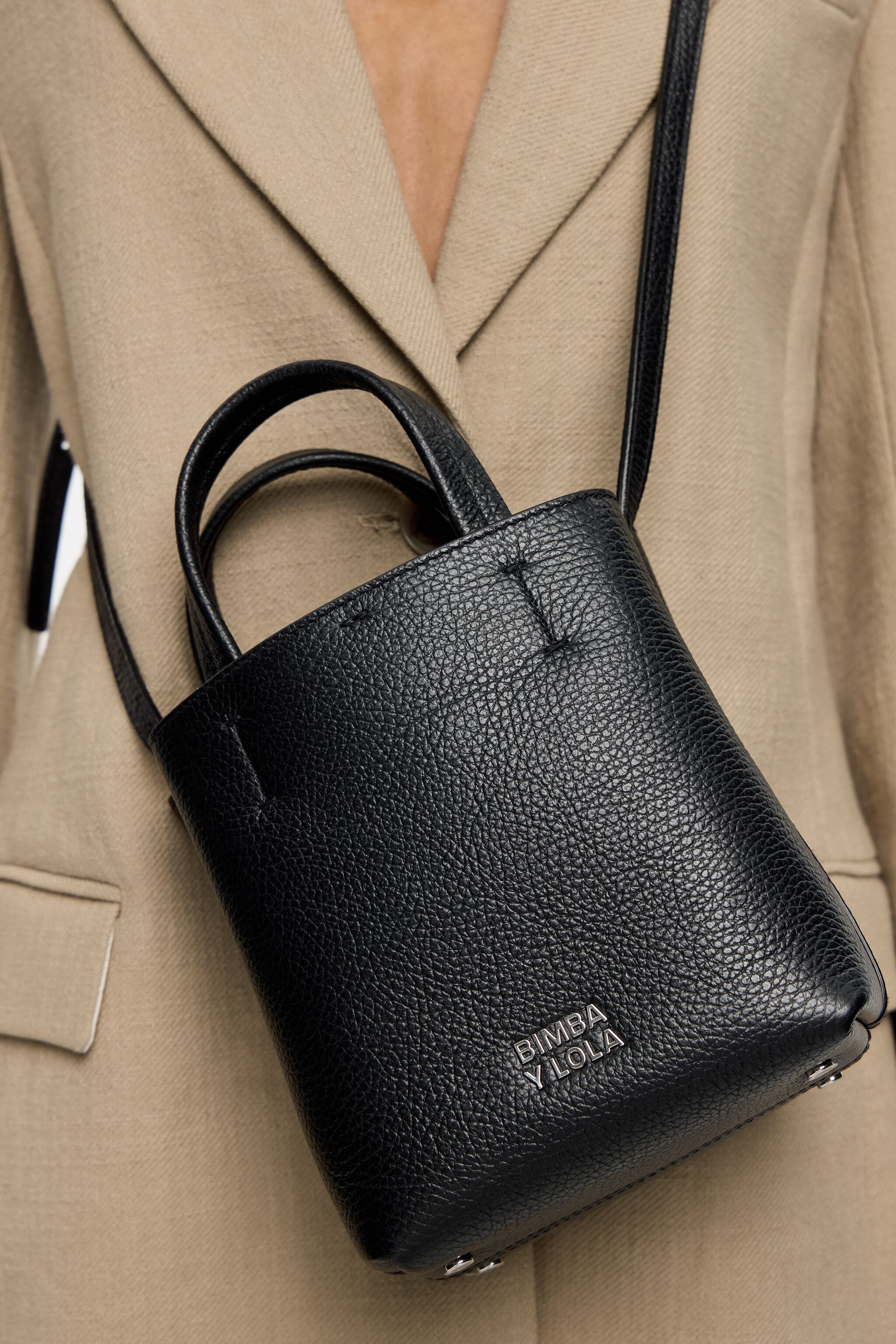 Mini black leather Chihuahua bag