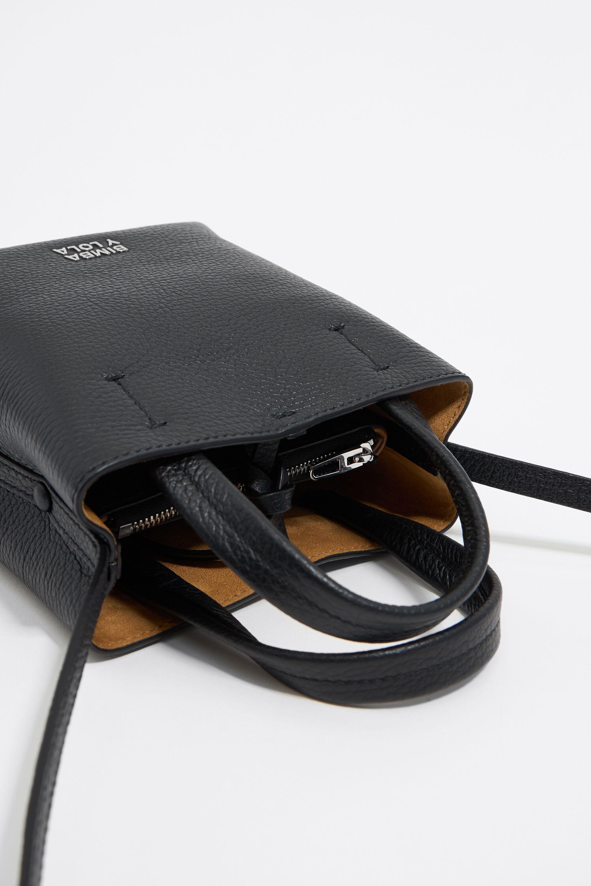 Mini black leather Chihuahua bag