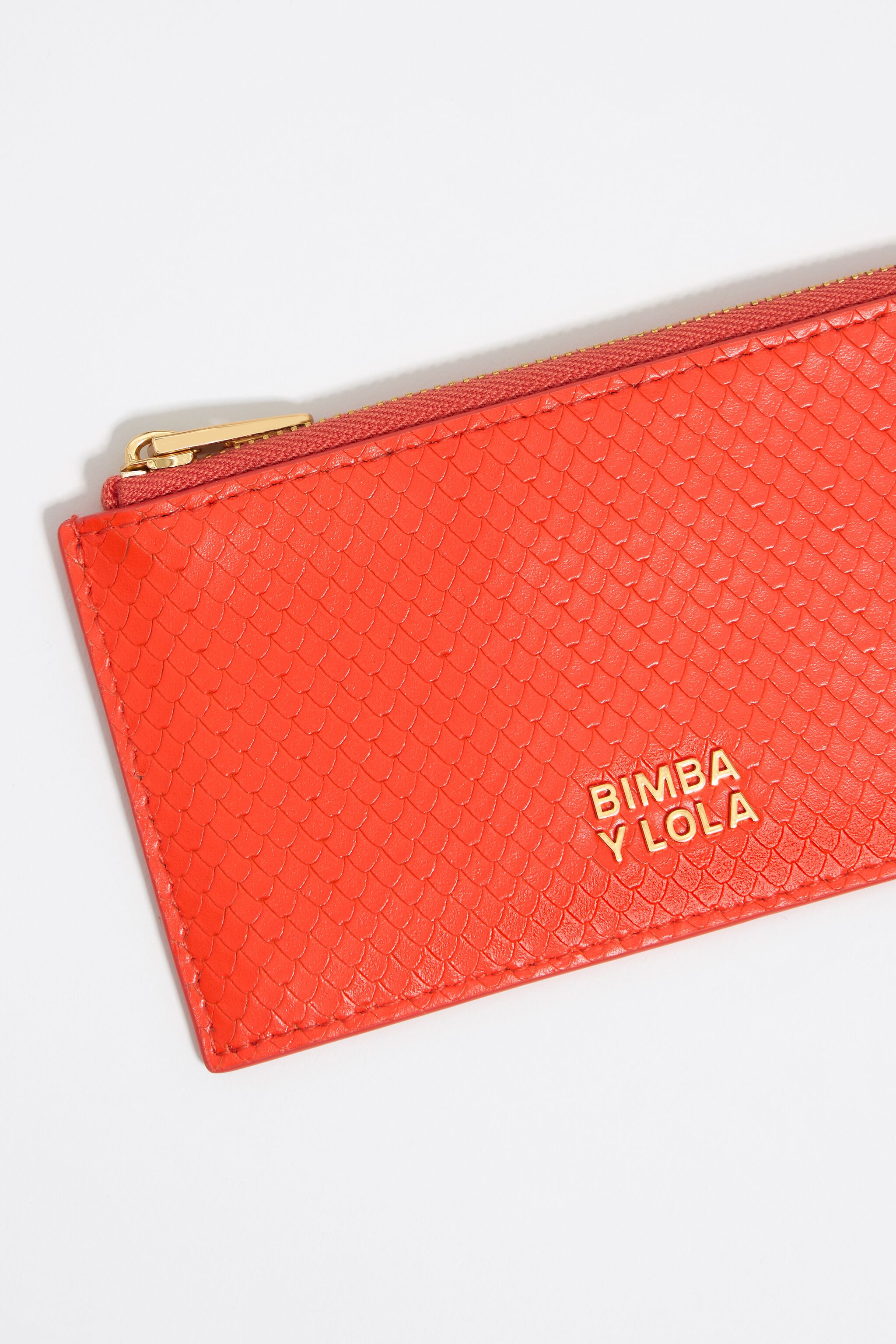 Coral leather card holder/coin purse