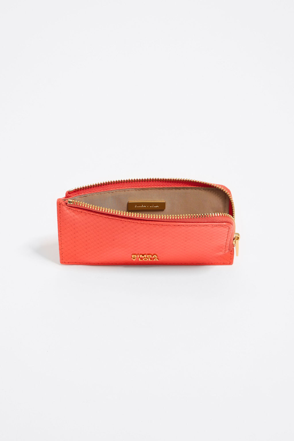 Coral leather card holder/coin purse