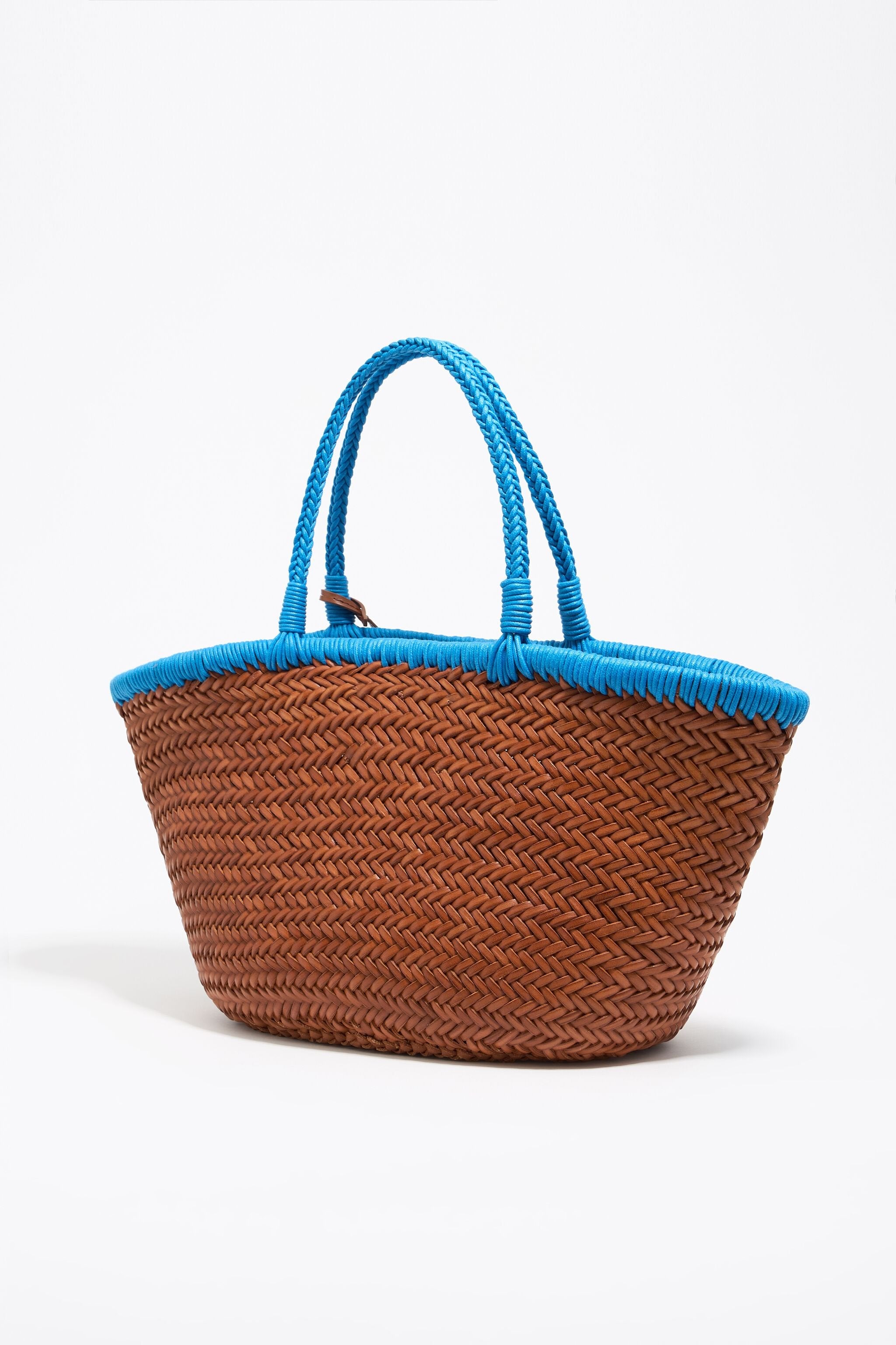 Walnut leather plaited shopper bag