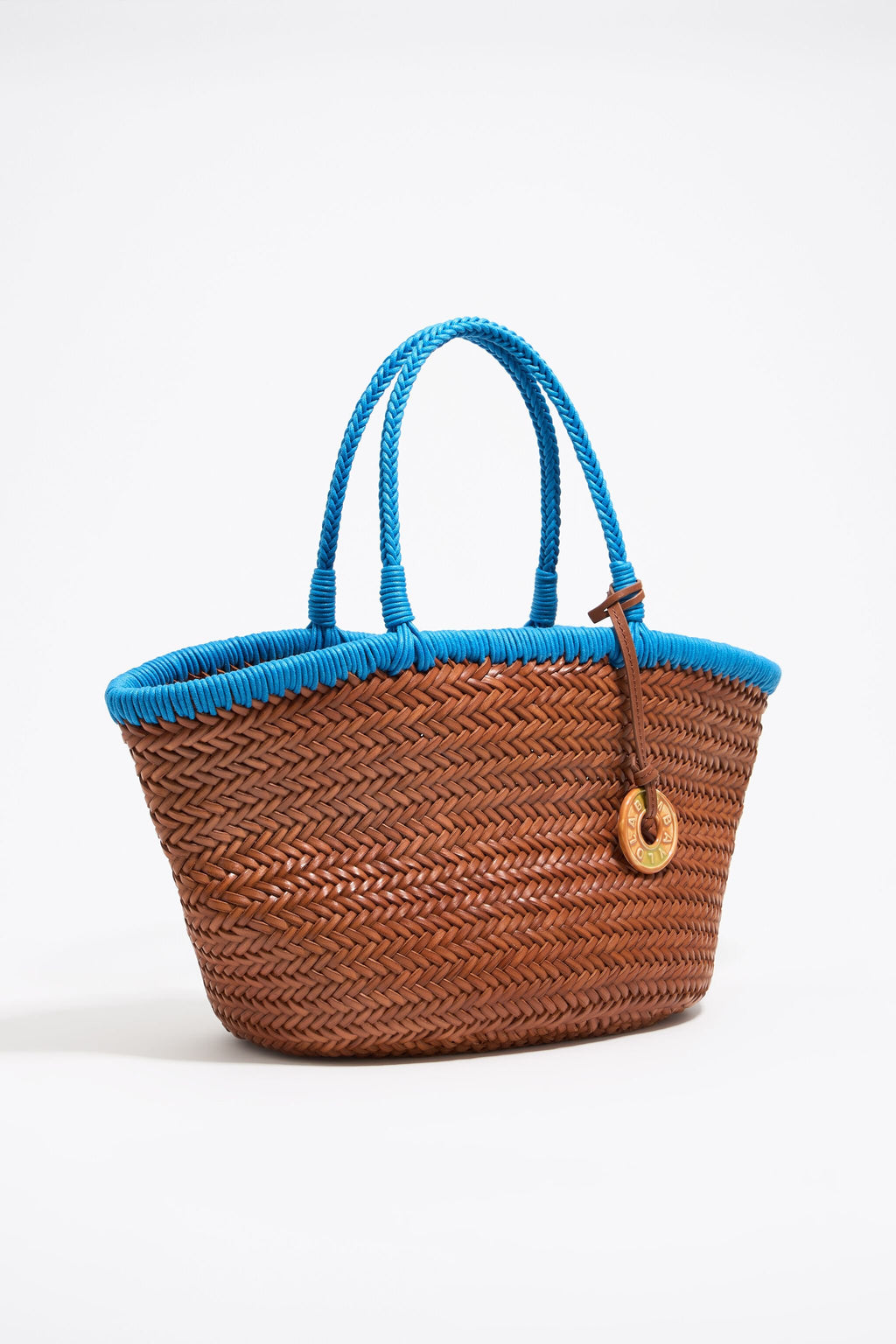 Walnut leather plaited shopper bag