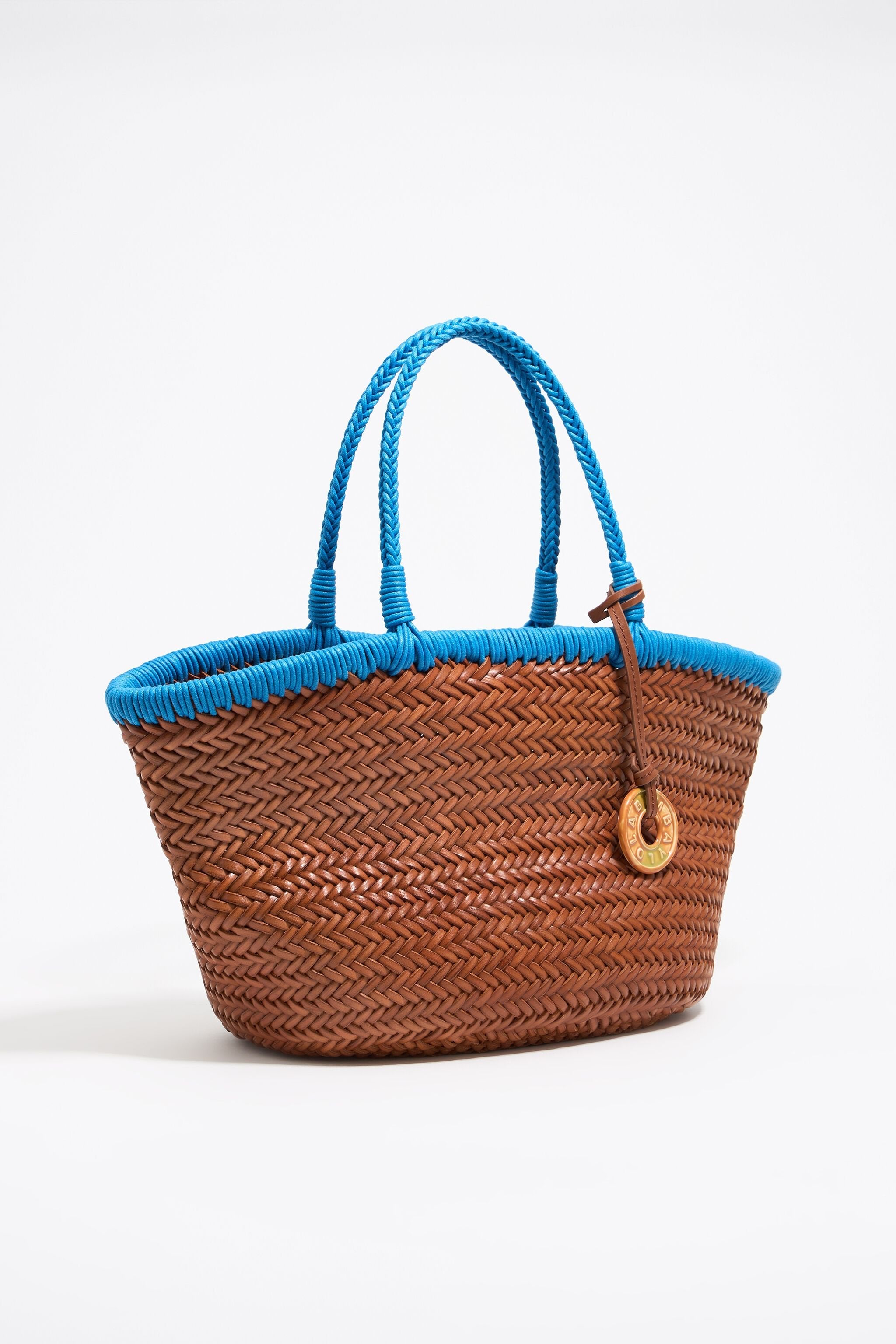 Walnut leather plaited shopper bag