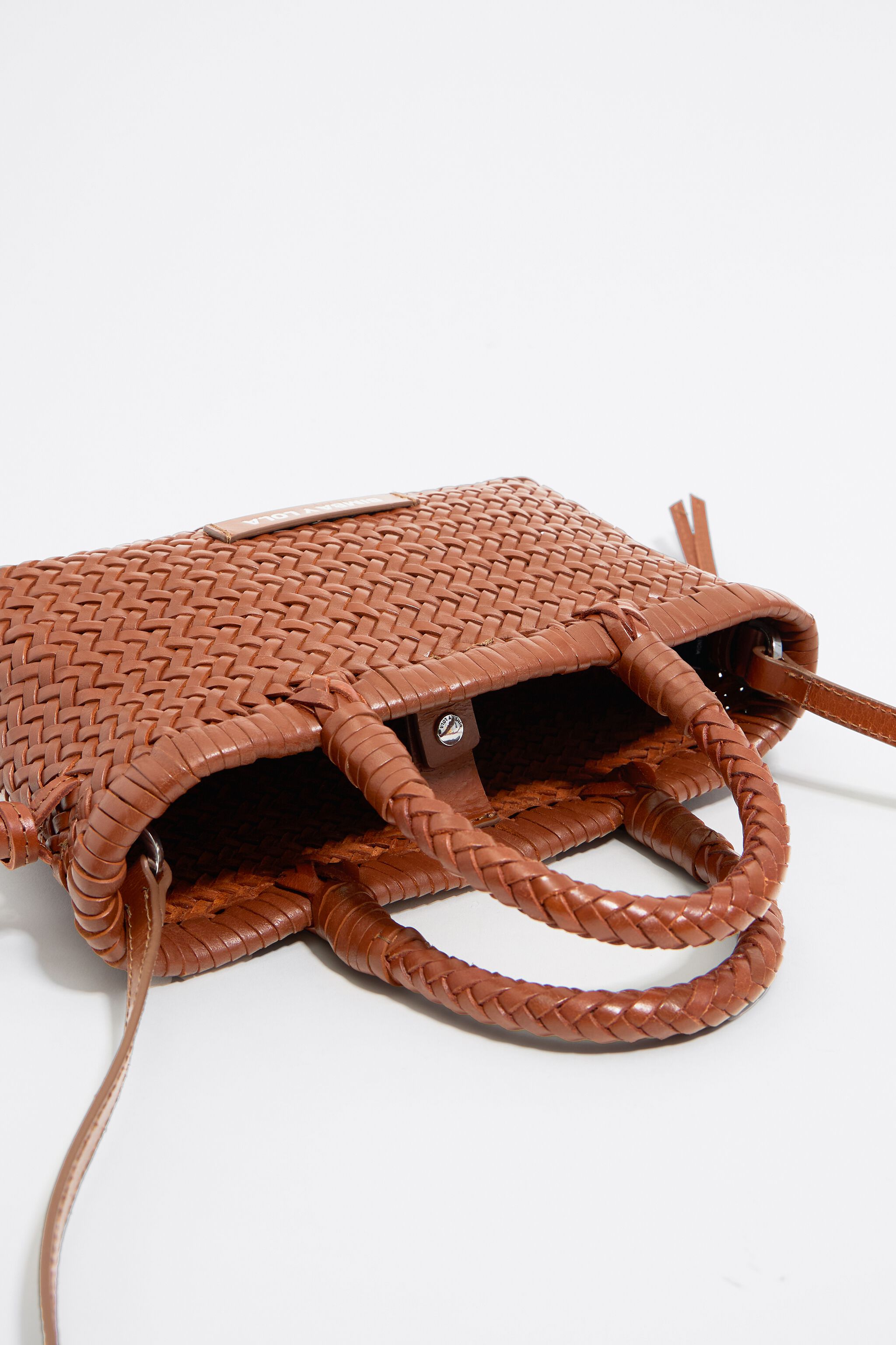 Mini honey leather shopper bag