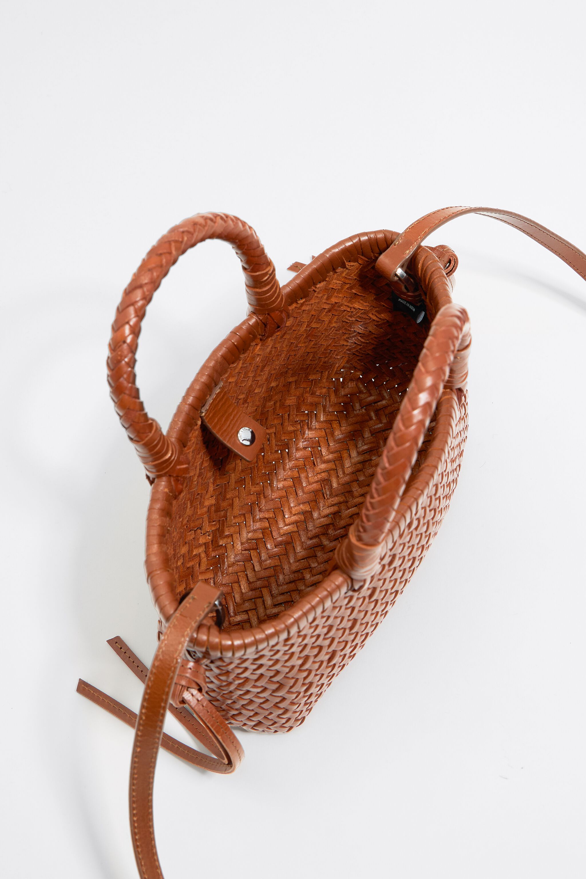 Mini honey leather shopper bag