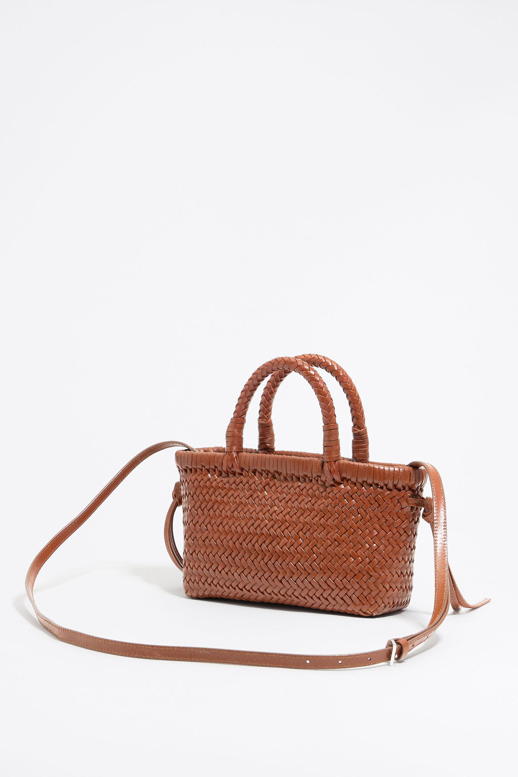 Mini honey leather shopper bag