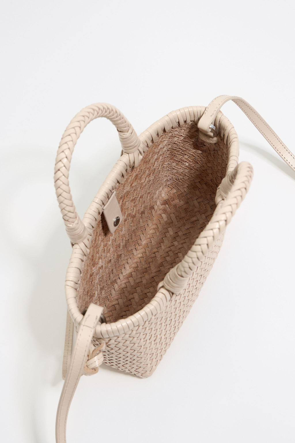 Mini sand leather shopper bag